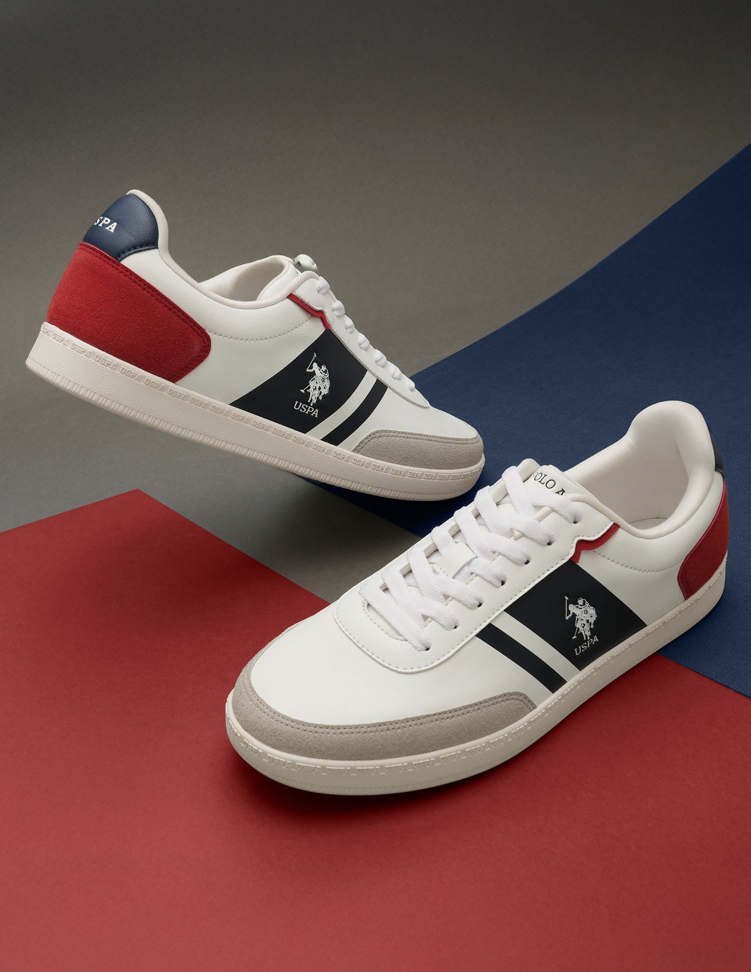 Men Hilton Suede Colourblocked Sneakers Multi-colour - U.S. Polo Assn. India | Large