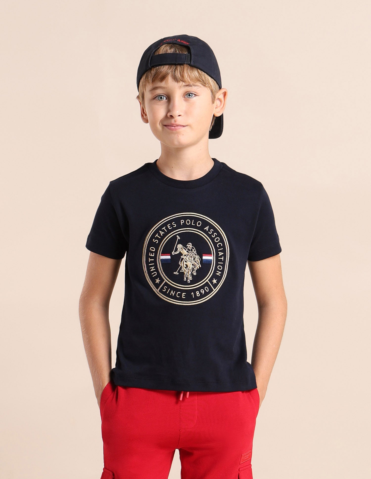 Boys Brand Printed Regular Fit T-Shirt