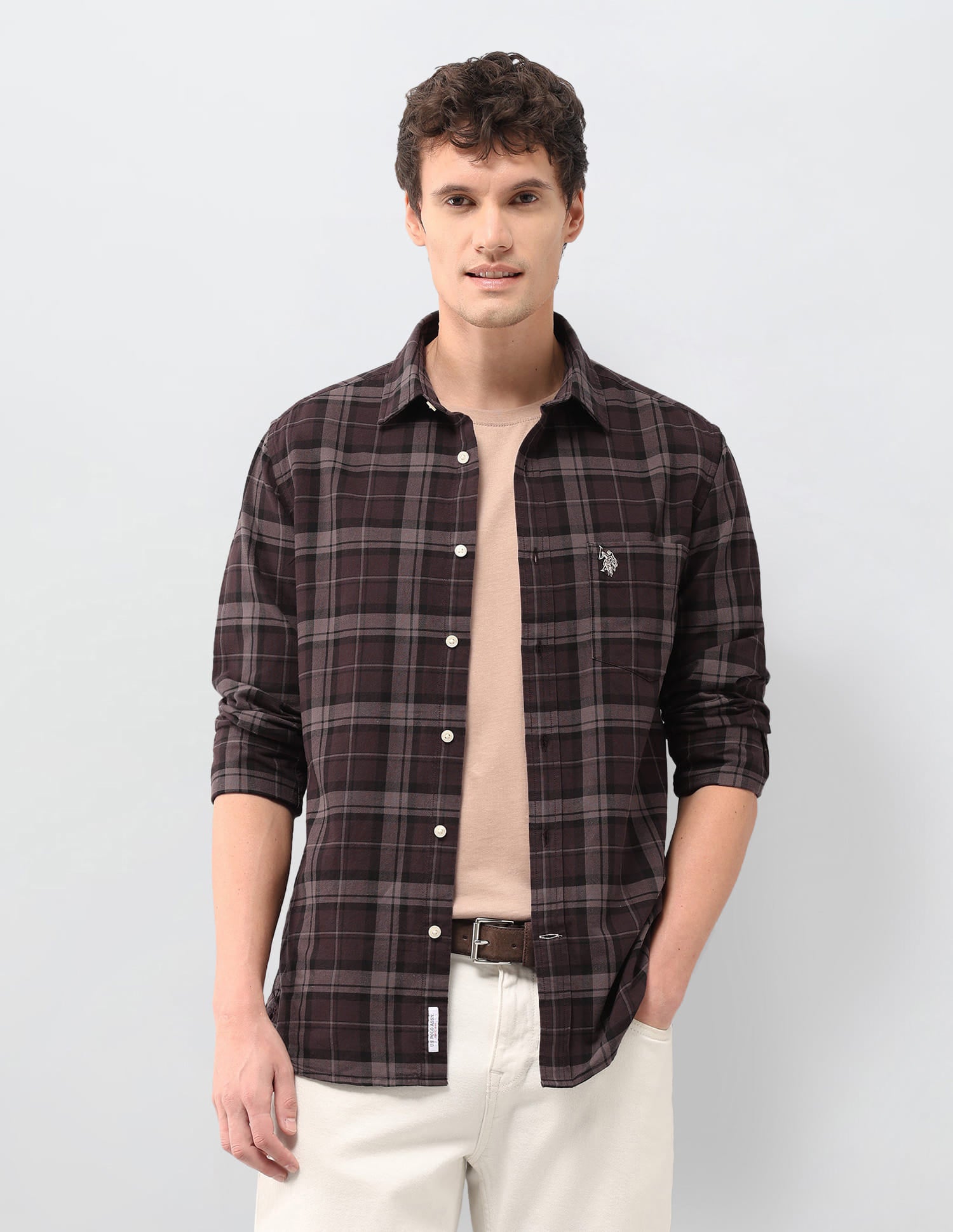 Plaid check Tailored Fit Shirt Brown - U.S. Polo Assn. India | Large