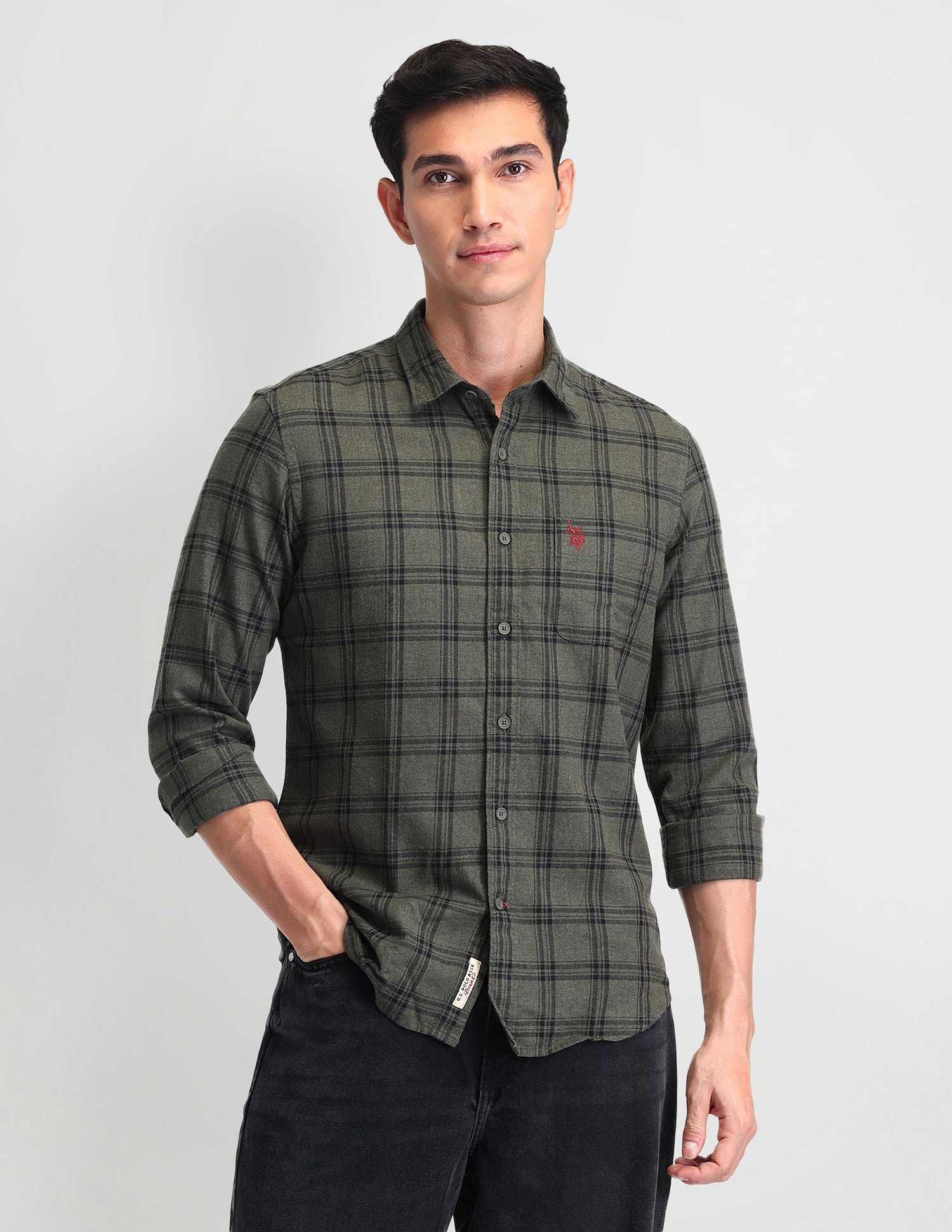 Tartan Check Regular Fit Shirt Olive - U.S. Polo Assn. India | Large