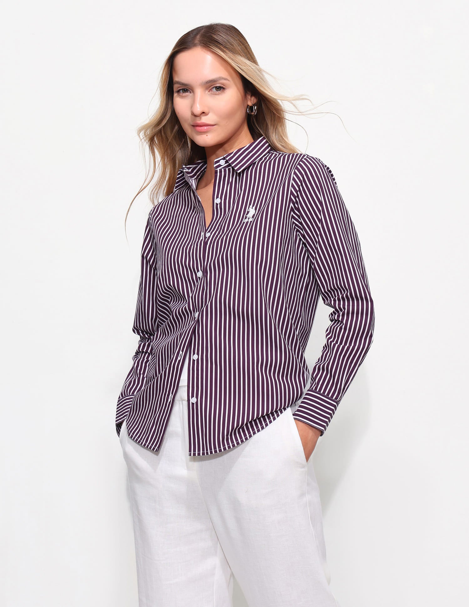 Relaxed Fit Striped Shirt With Embroidery