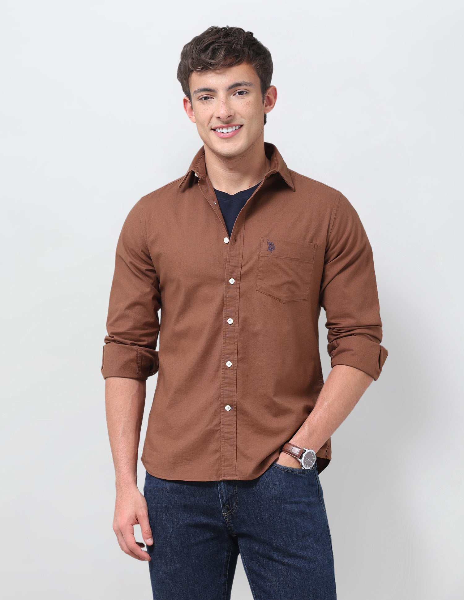 Tailored Fit Oxford Shirt Rust - U.S. Polo Assn. India | Large