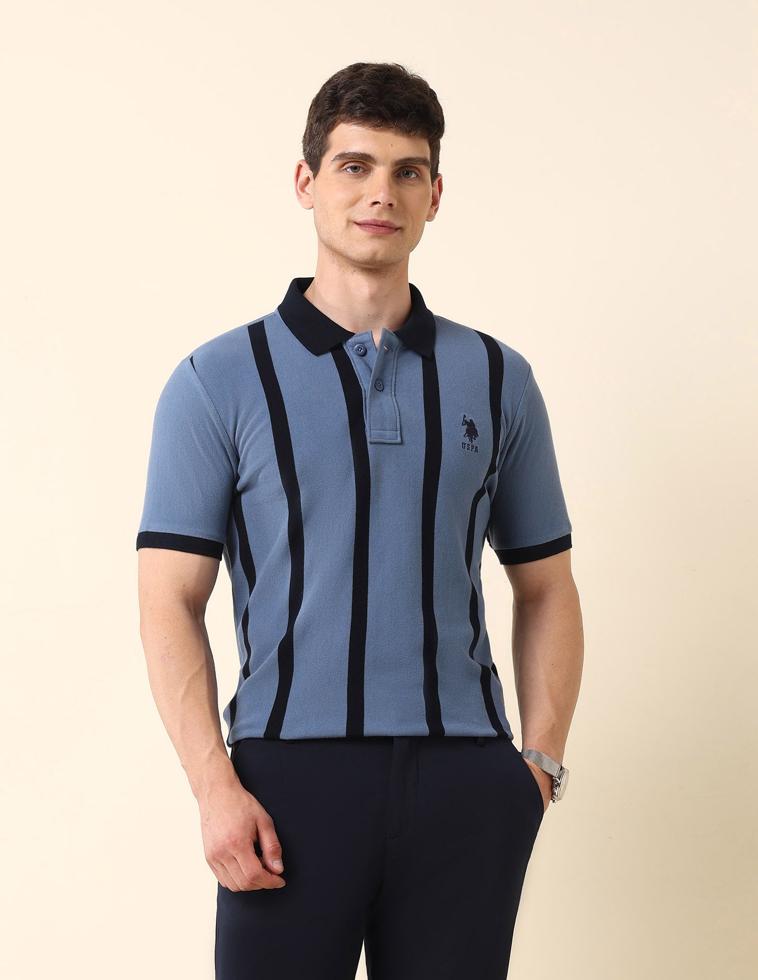 Vertical Striped Classic Polo Shirt Blue - U.S. Polo Assn. India | Large