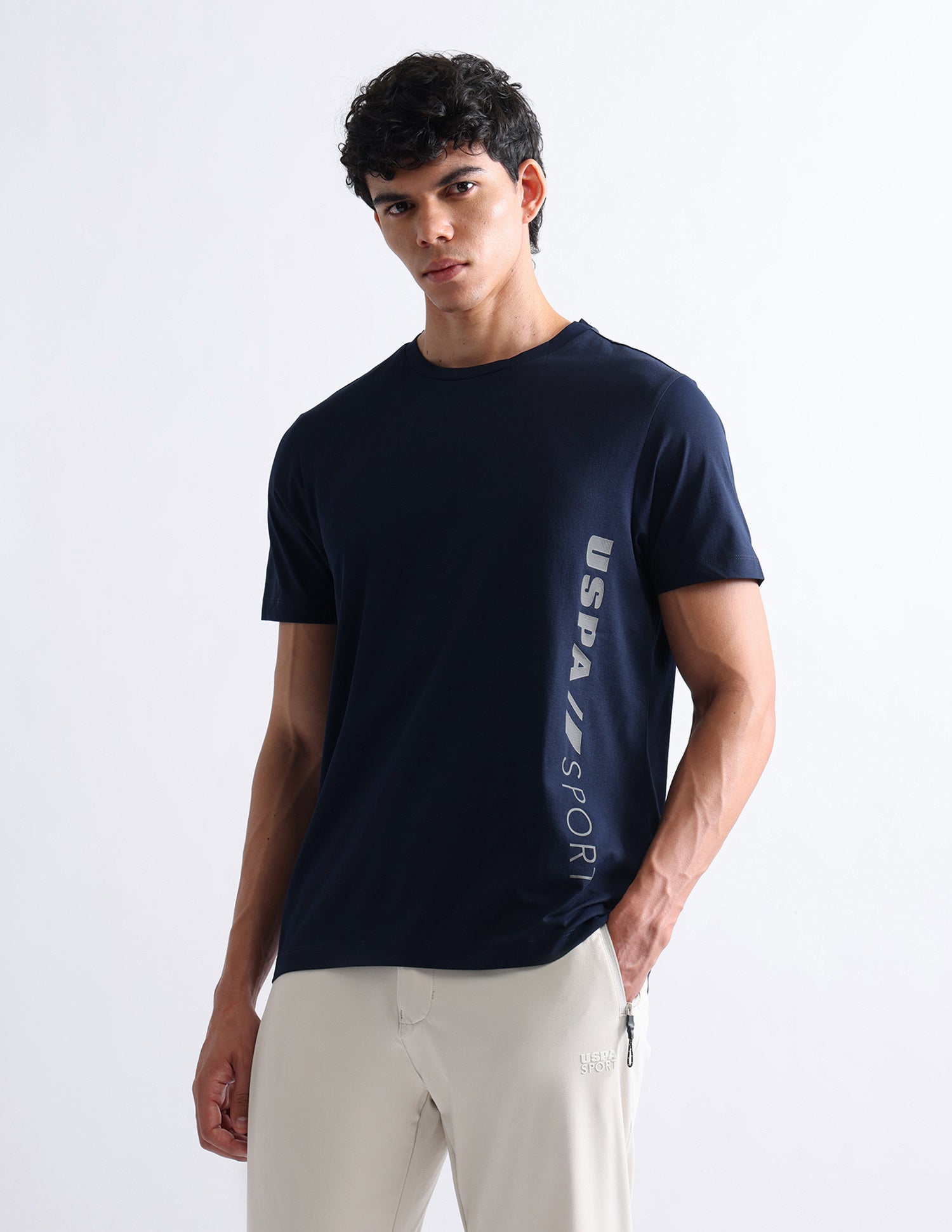 Brand Printed Regular Fit T- Shirt Navy - U.S. Polo Assn. India | Large