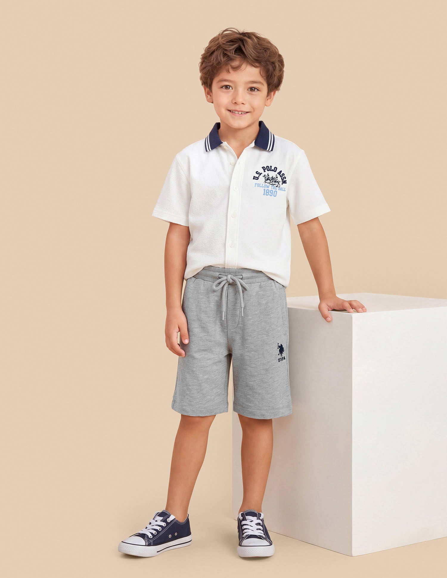 Solid Regular Fit Shorts Grey - U.S. Polo Assn. India | Large
