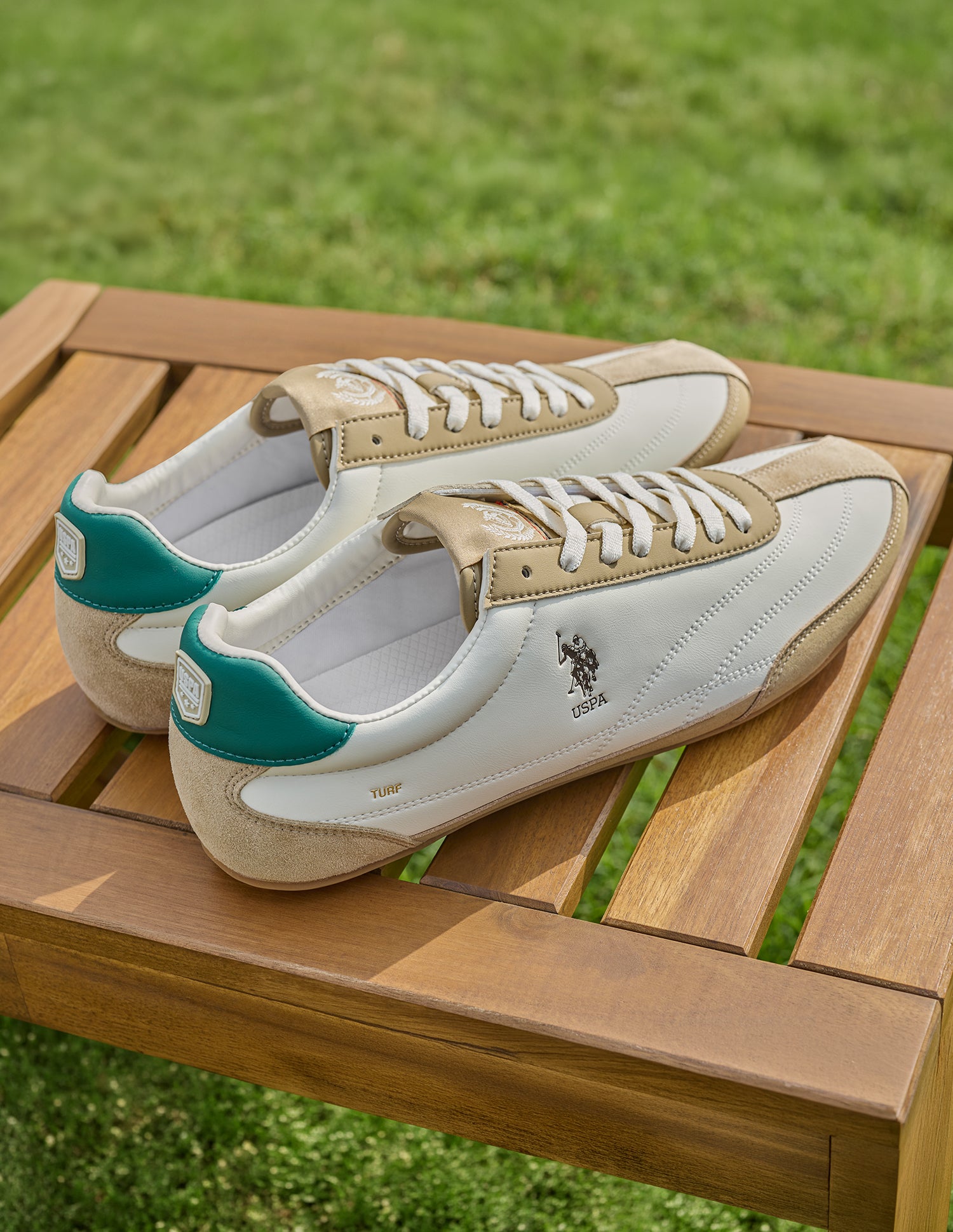 Round Toe Suede Turf Sneakers Off White - U.S. Polo Assn. India | Large