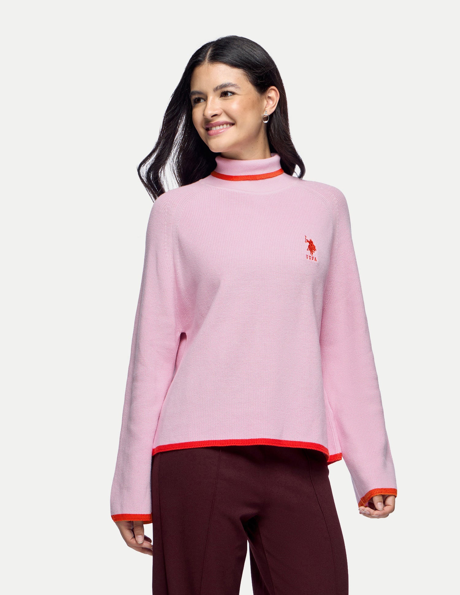 Solid Relaxed Fit Sweater Light Pink - U.S. Polo Assn. India | Large