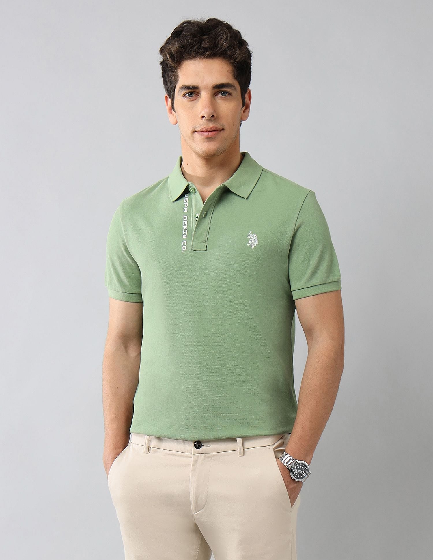 Brand Printed Muscle Fit Polo Shirt