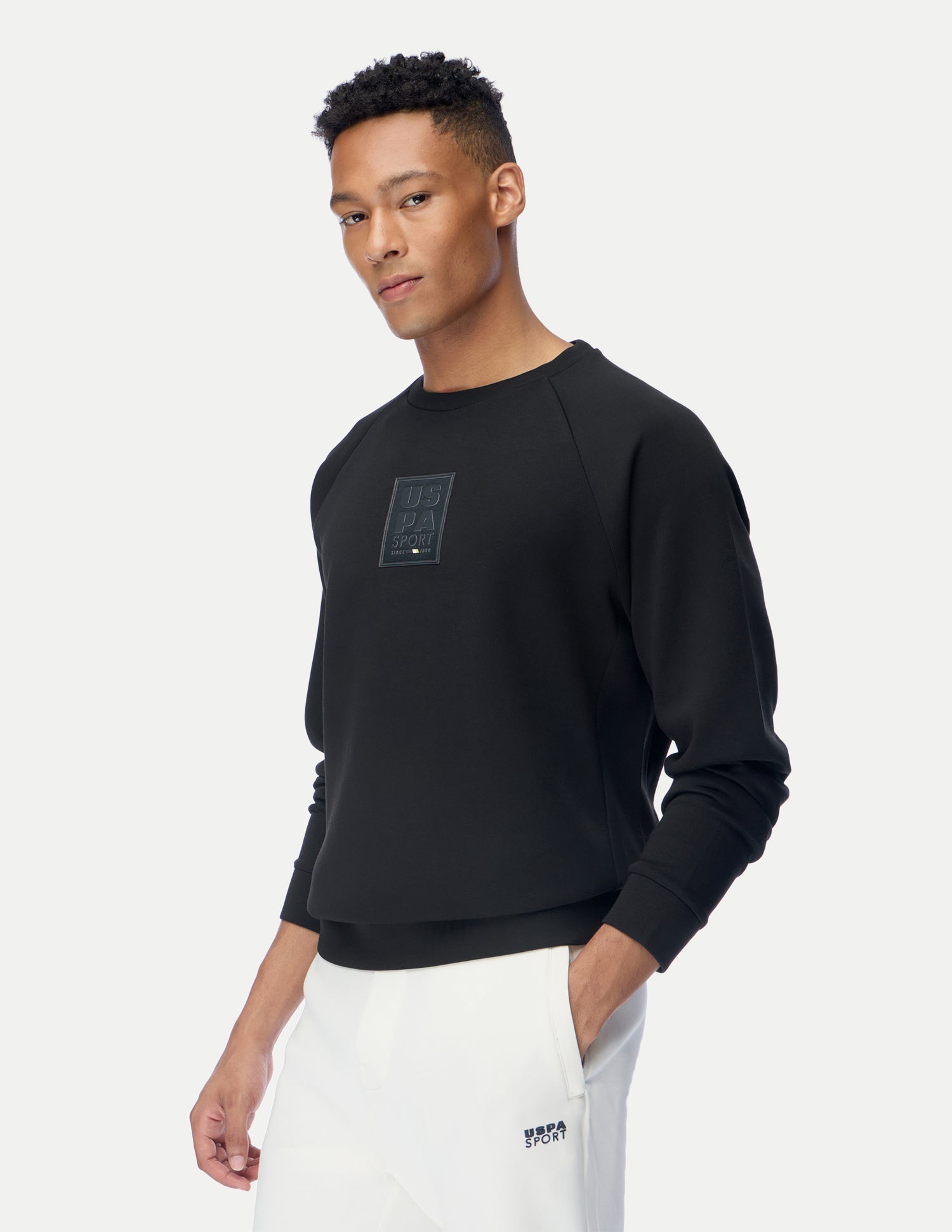 Solid Regular Fit Active Sweatshirt Black - U.S. Polo Assn. India | Large