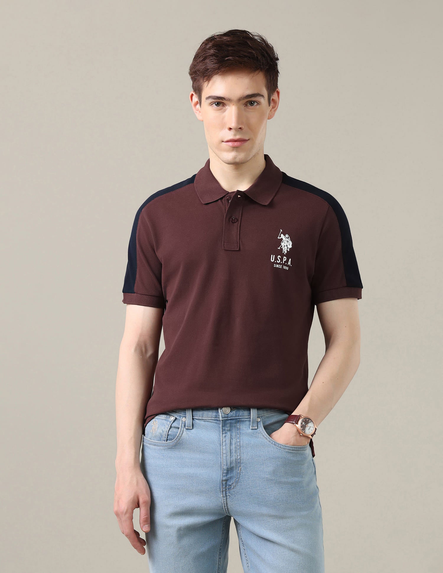 Solid Slim Fit Polo Shirt Red - U.S. Polo Assn. India | Large