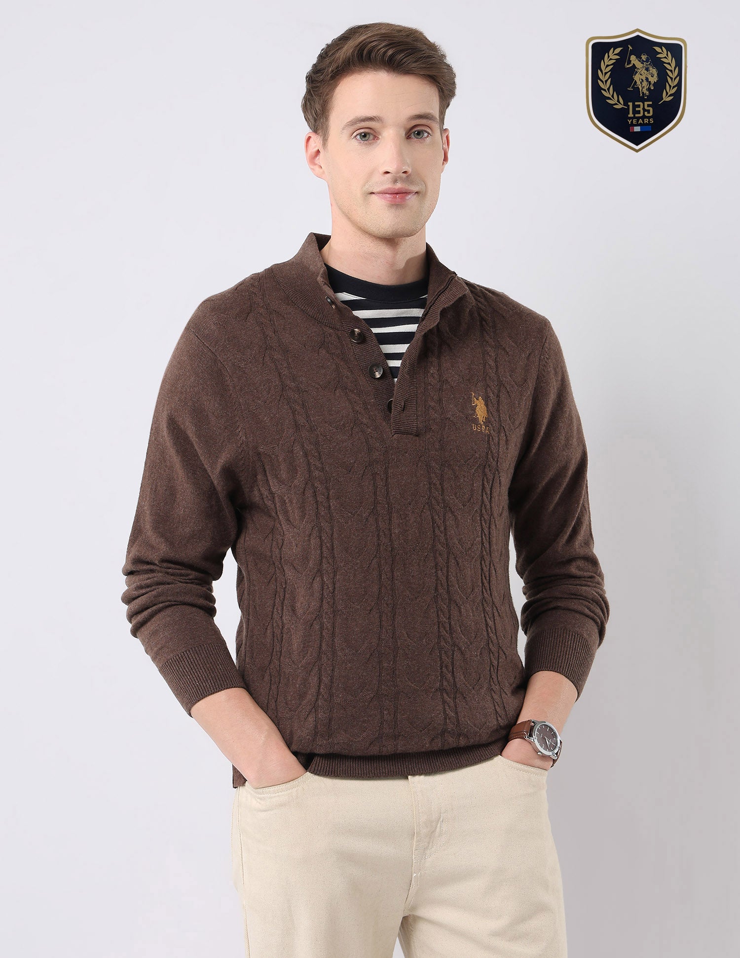 Cable Patterned Knit Regular Fit Sweater