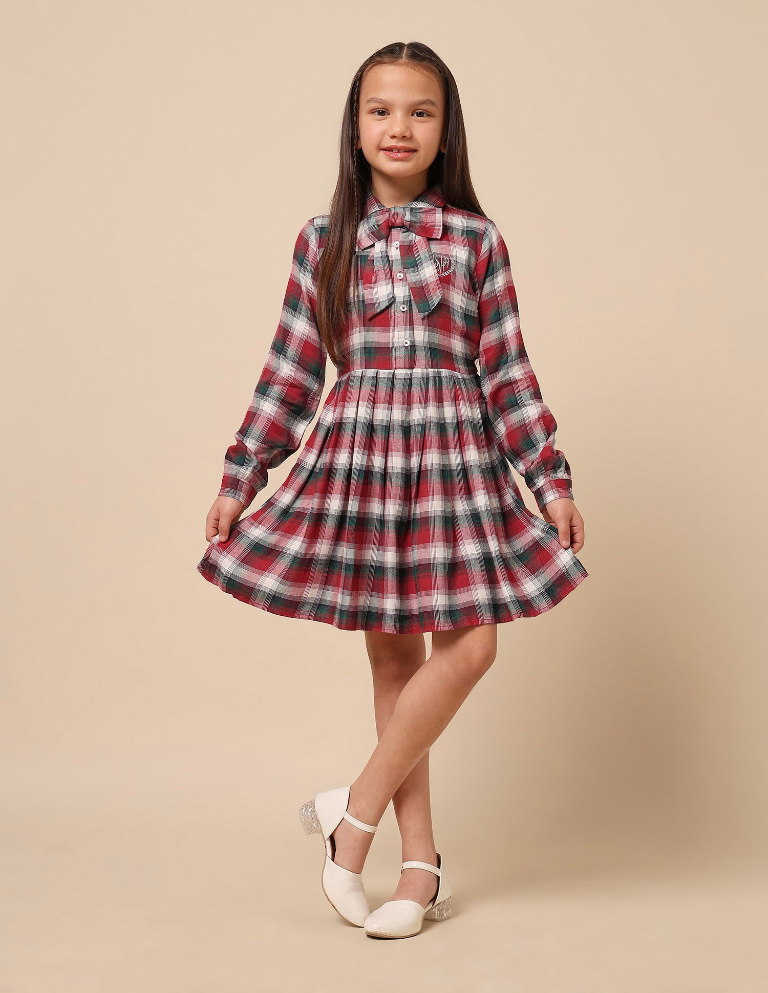 Girls Checked Shirt Dress