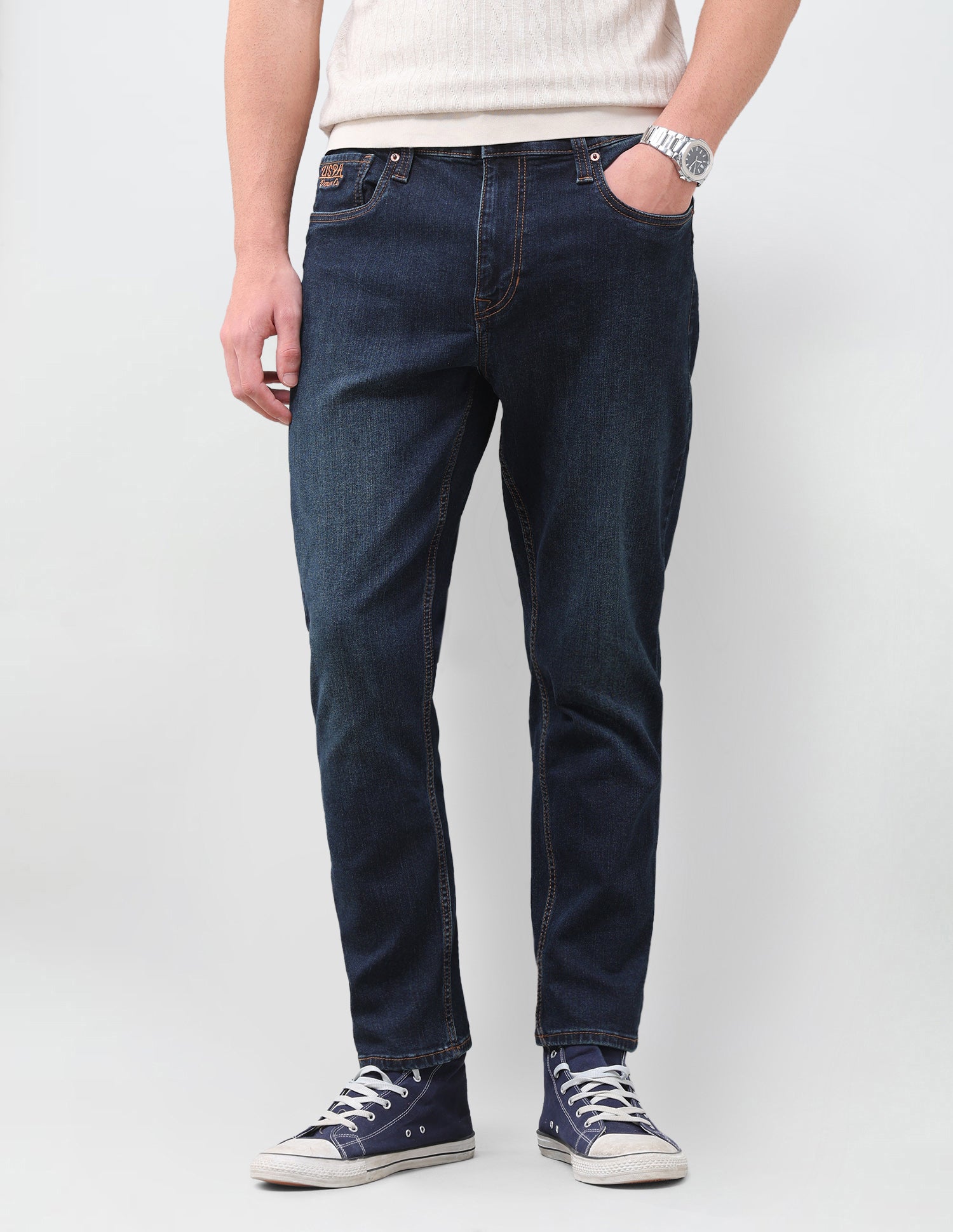 Cole Comfort Cropped Fit Blue Jeans Dark Indigo - U.S. Polo Assn. India | Large
