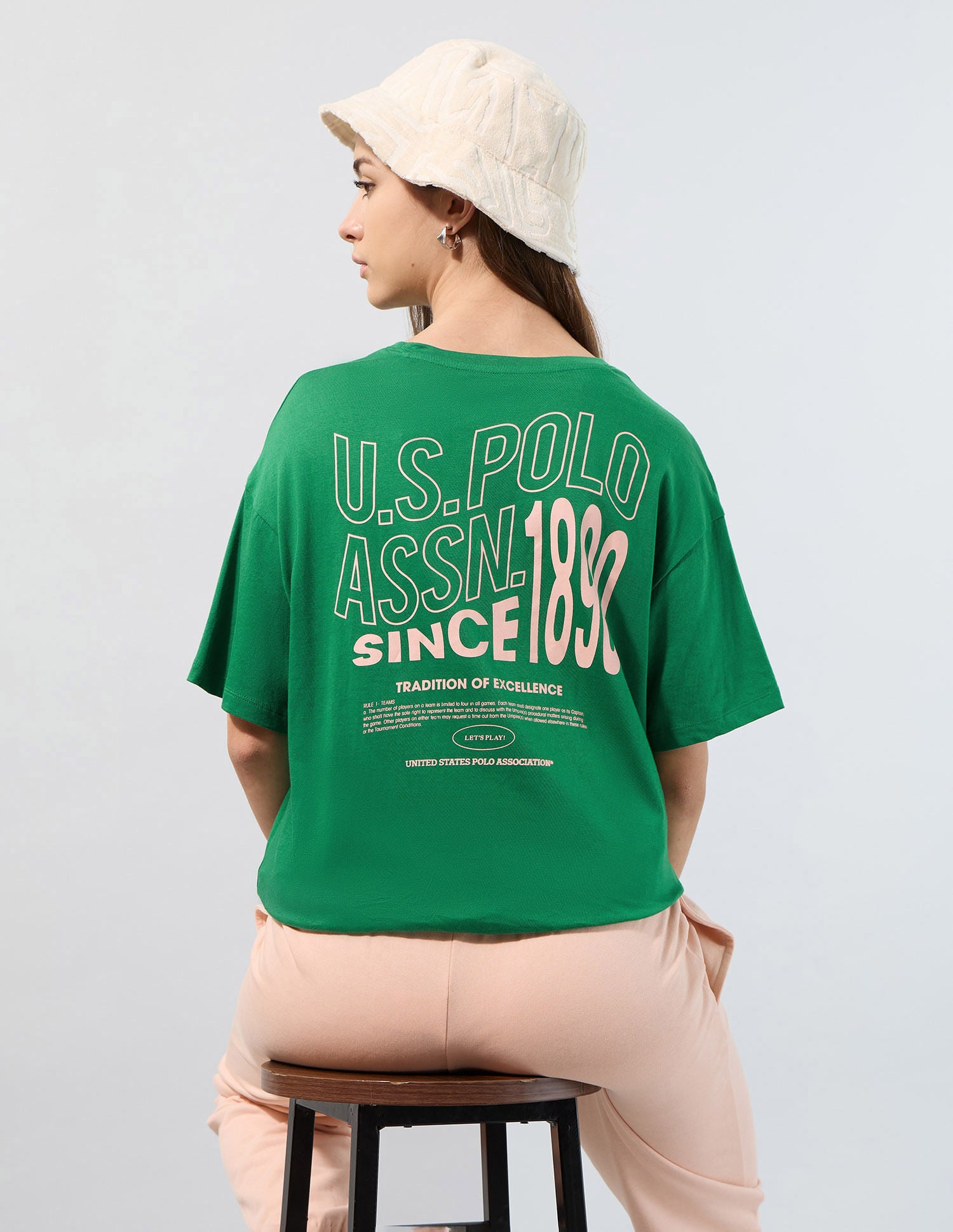 Brand Printed Boyfriend Fit T-Shirt Bright Green - U.S. POLO ASSN. | Large