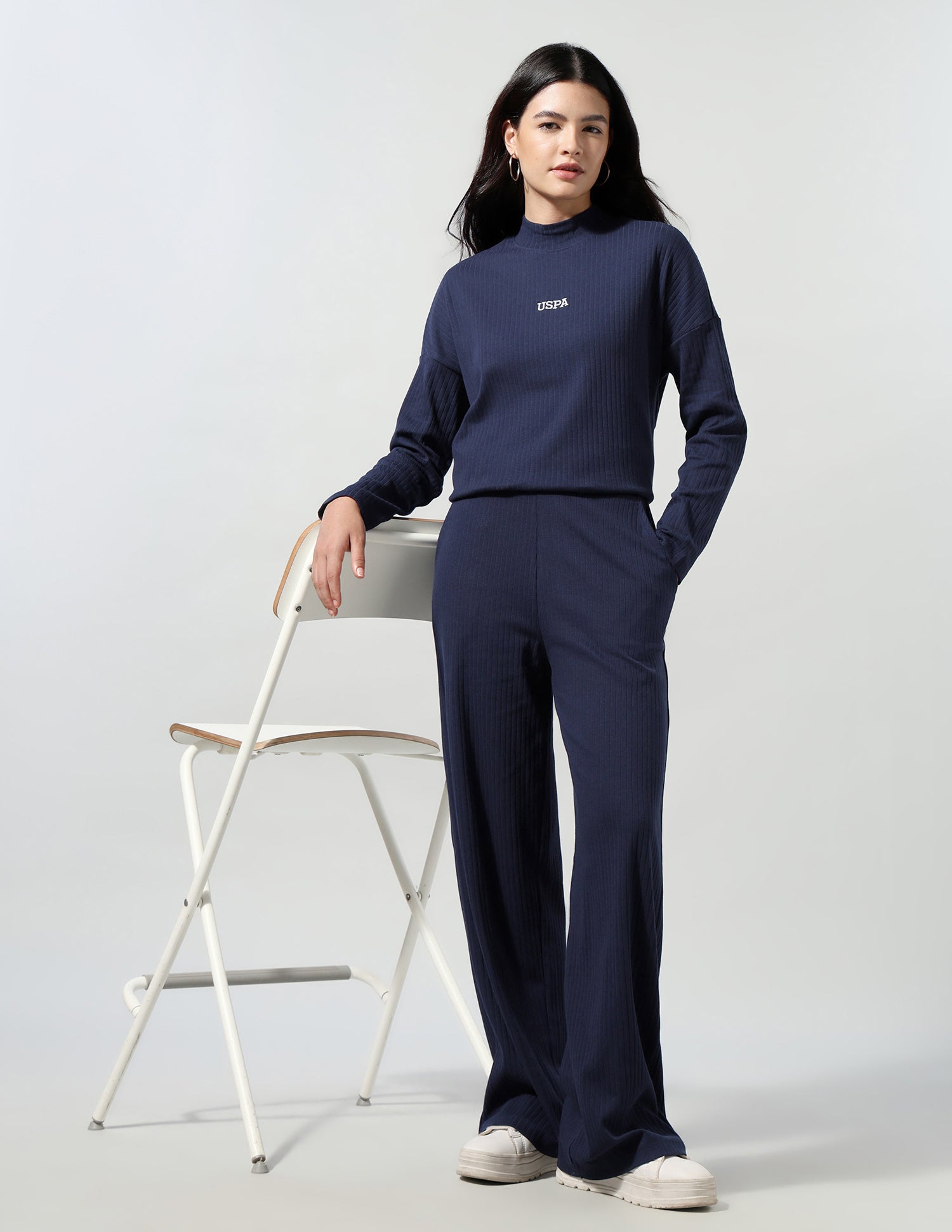 Self Design Vertical Striped Leisure Cord Set Navy - U.S. Polo Assn. India | Large