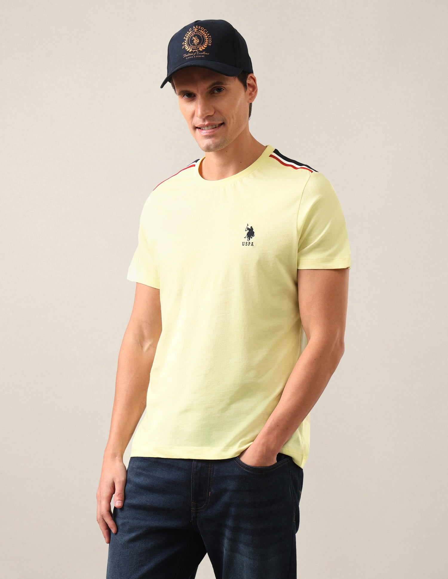 Solid Regular Fit T-Shirt Yellow - U.S. Polo Assn. India | Large
