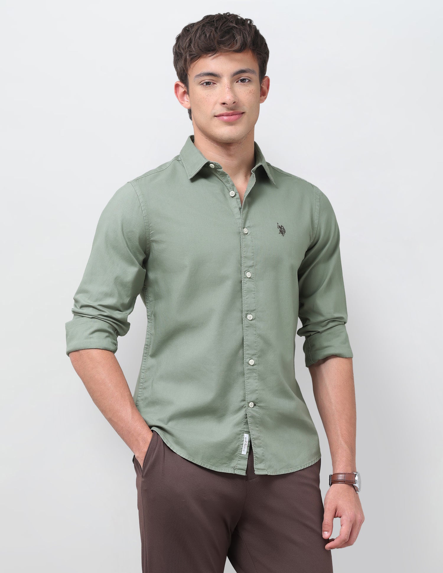 Solid Tailored Fit Shirt