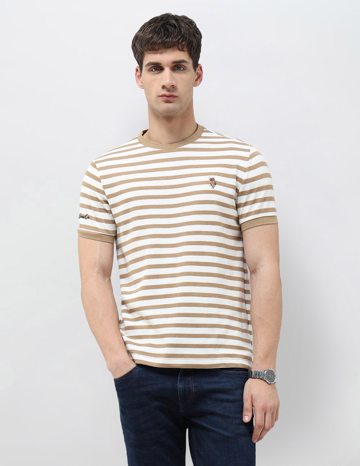 Horizontal Striped Denim Legacy T-Shirt