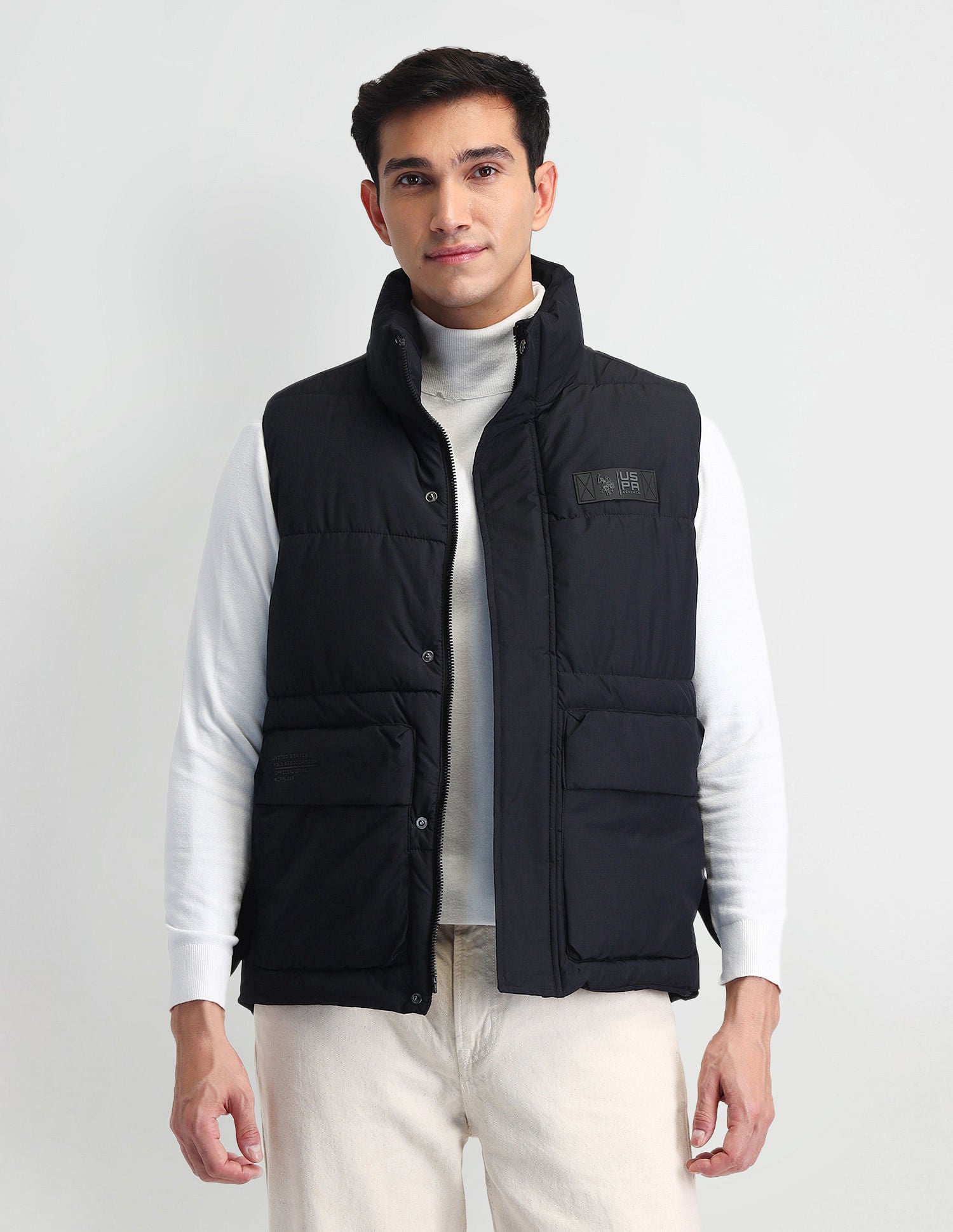 Regular Fit Solid Padded Jacket