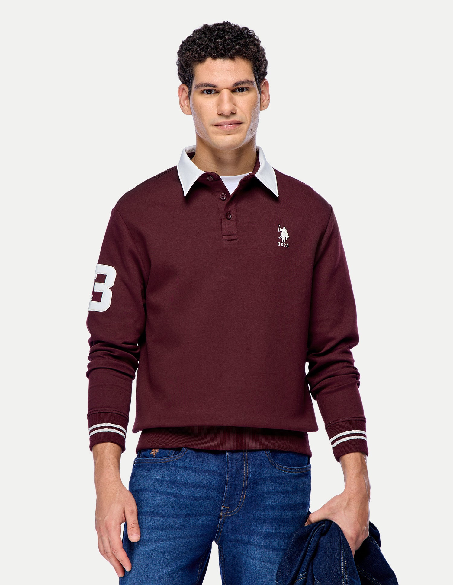Solid Slim Fit Sweatshirt Maroon - U.S. Polo Assn. India | Large
