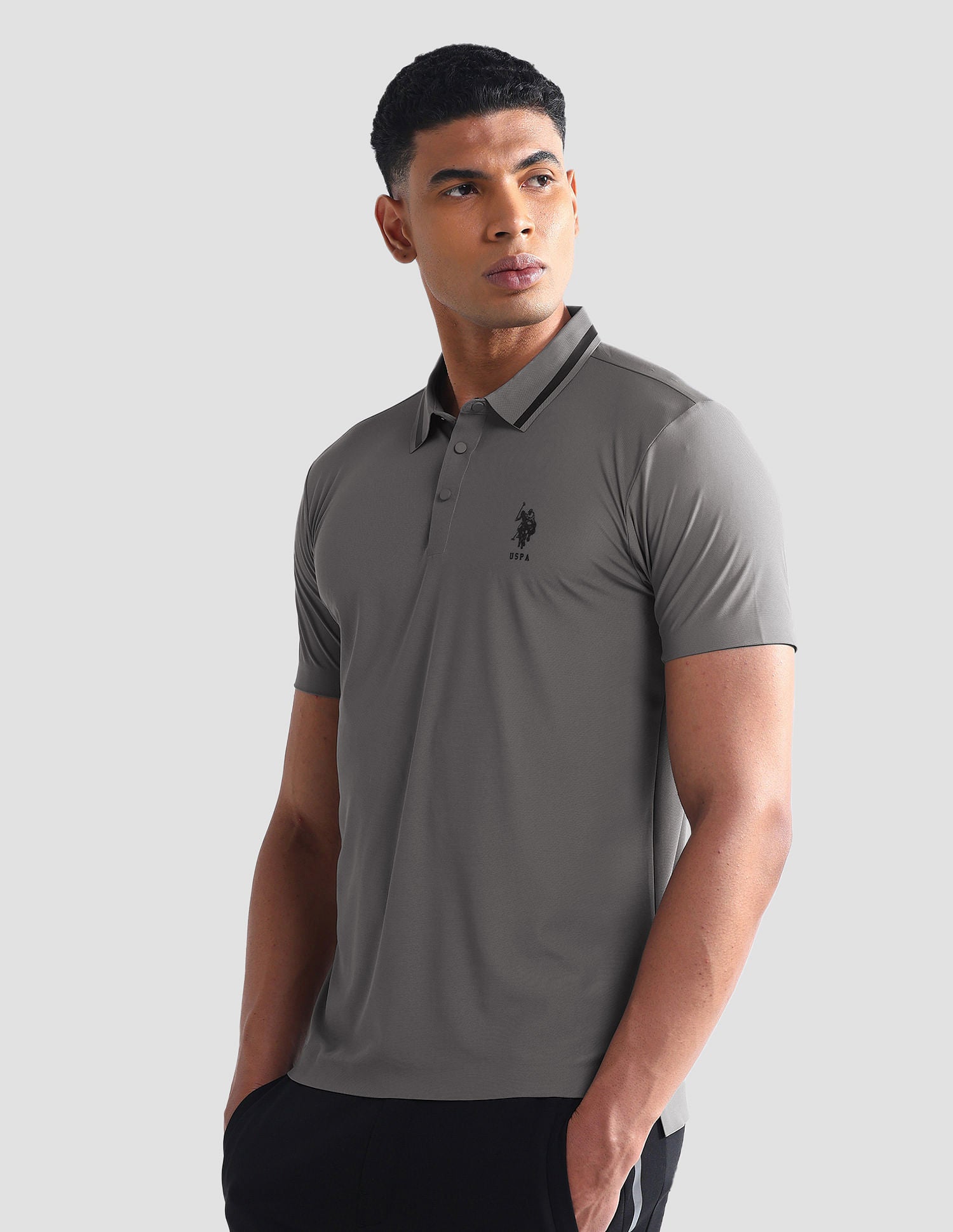 Solid Slim Fit Polo Shirt Grey - U.S. Polo Assn. India | Large