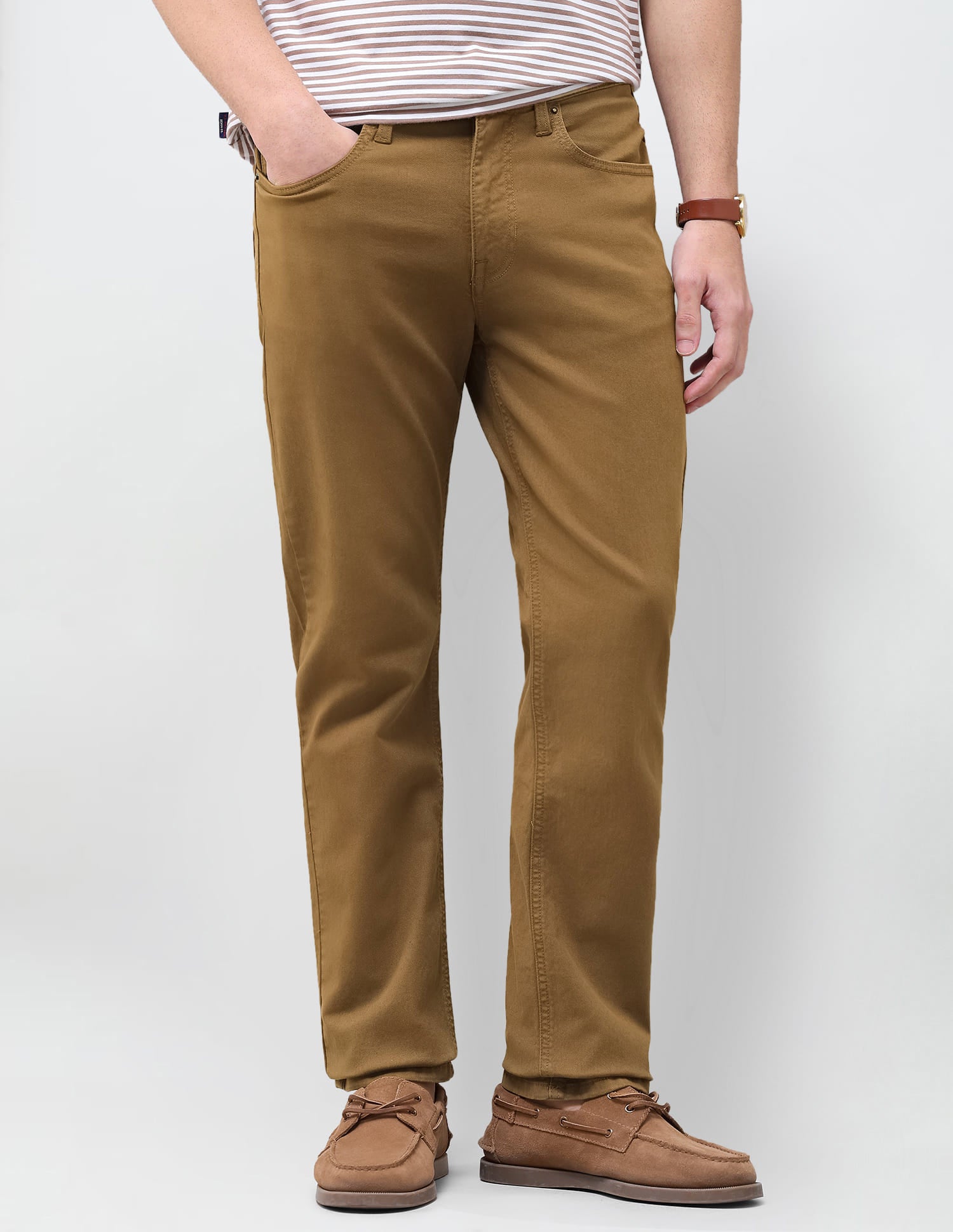 Solid Slim Straight Fit Jeans Beige - U.S. Polo Assn. India | Large