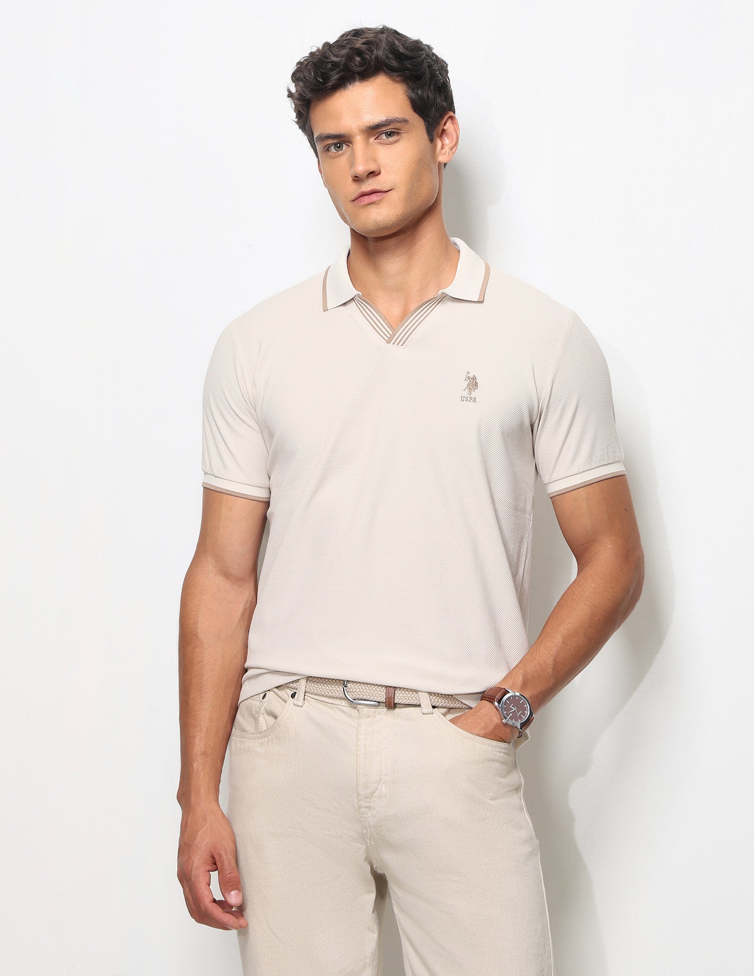 Textured Slim Fit Polo Shirt