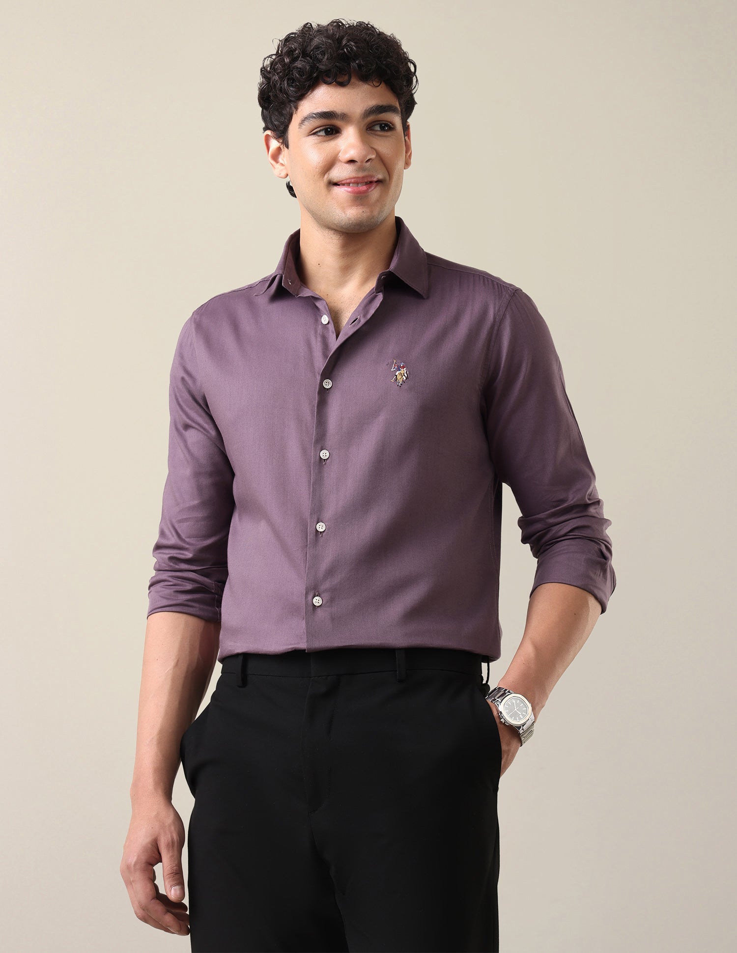 Twill Regular Fit Shirt Lavender - U.S. Polo Assn. India | Large