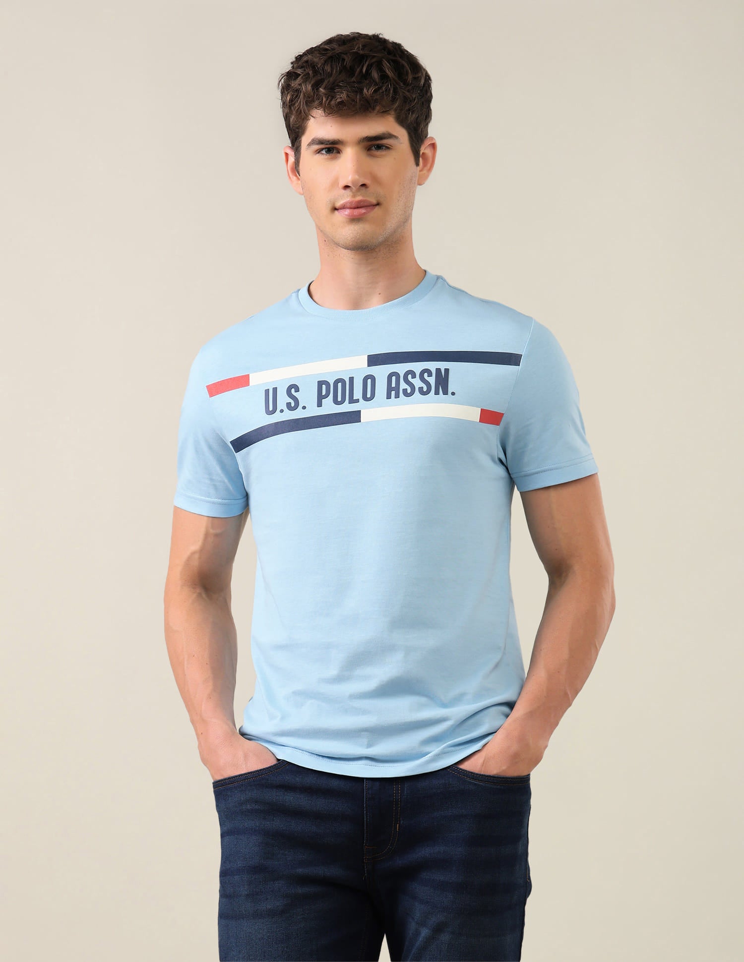 Brand Printed Regular Fit T-Shirt Blue - U.S. Polo Assn. India | Large