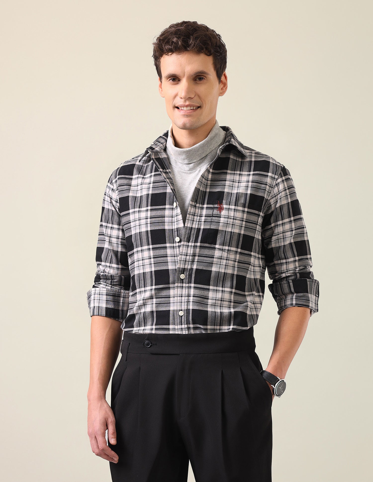 Tartan Checked Oxford Shirt Black - U.S. Polo Assn. India | Large
