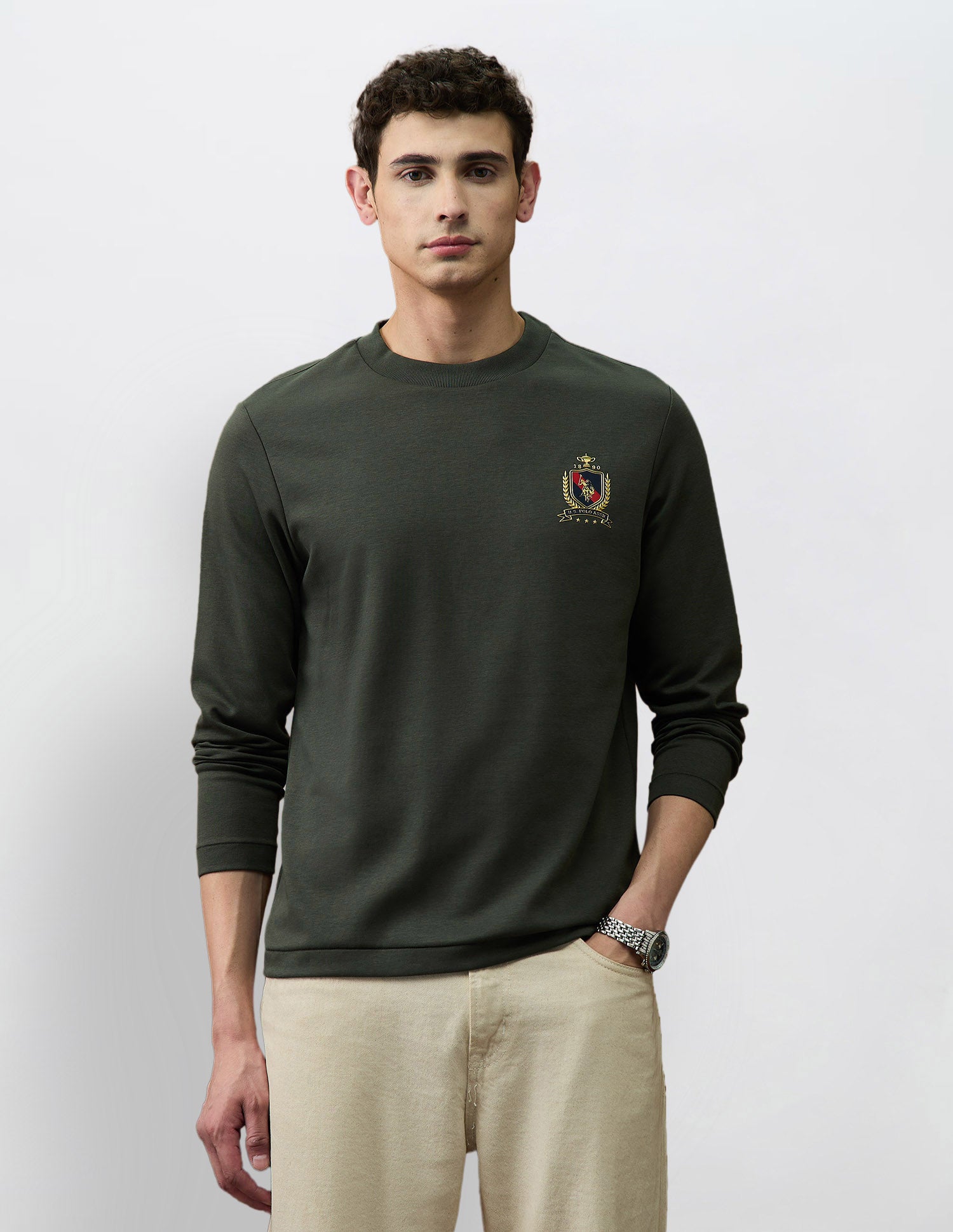 Solid Varsity Theatre T-Shirt Olive - U.S. Polo Assn. India | Large