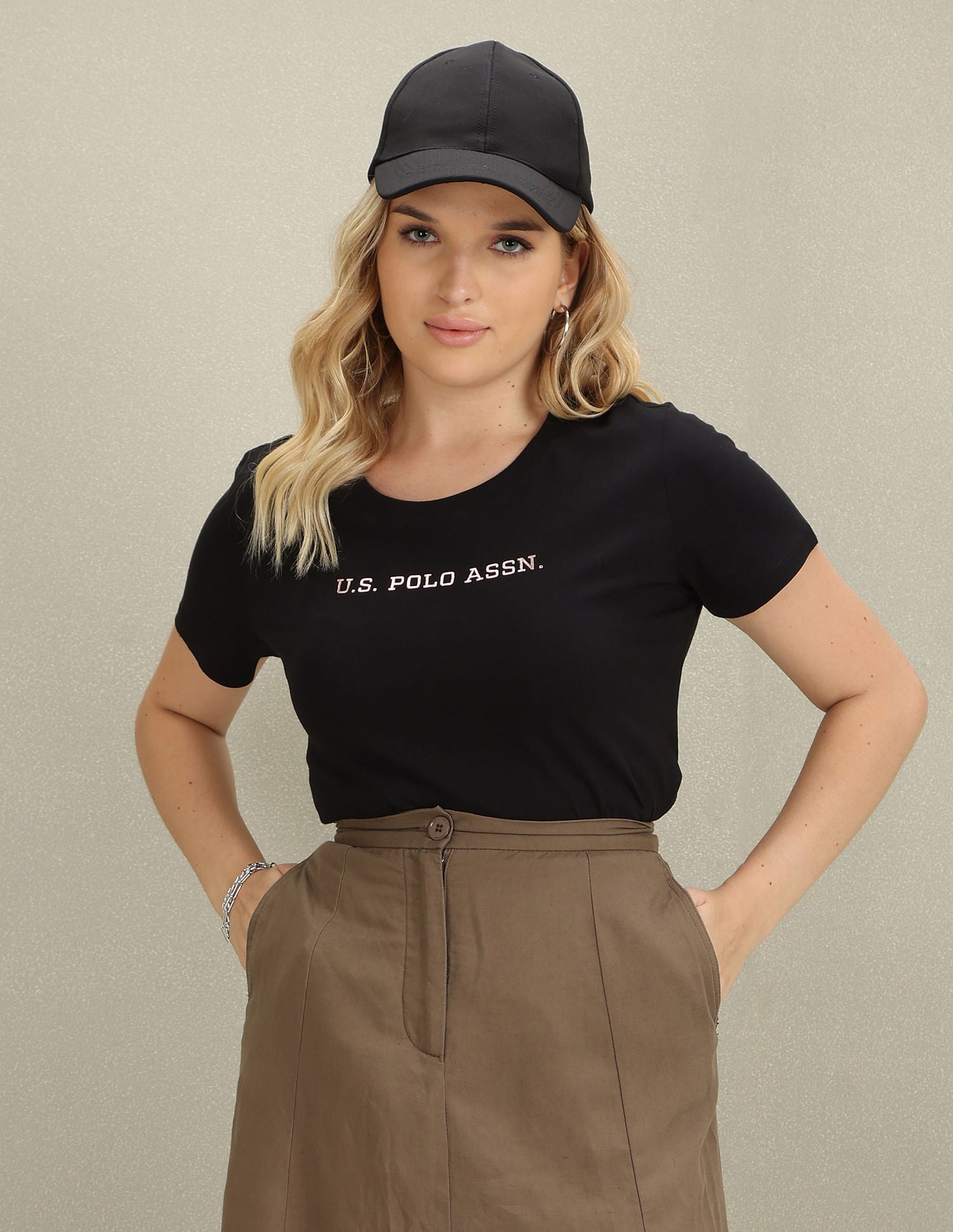 Round Neck Brand Print T-Shirt