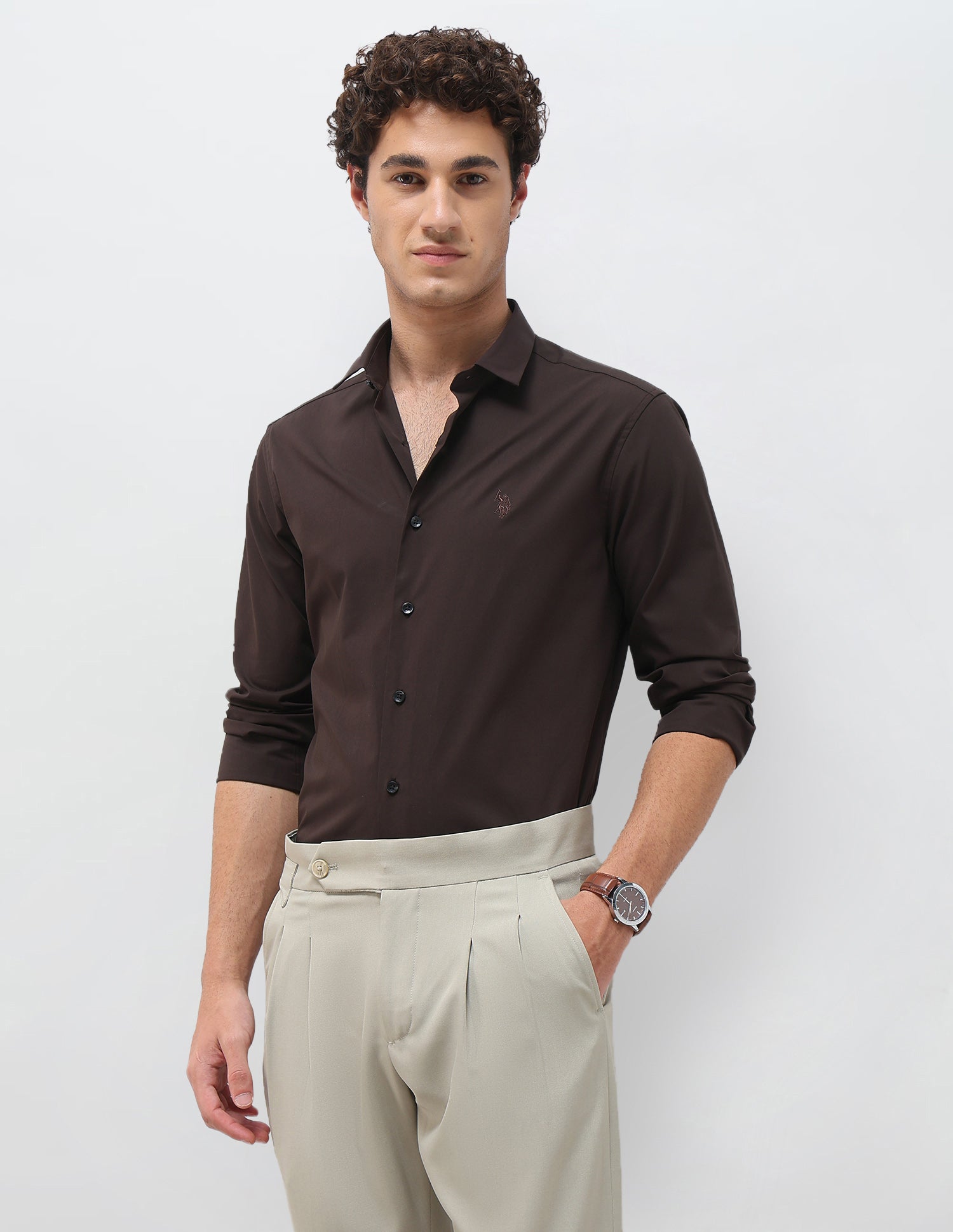 Solid Tailored Fit Shirt