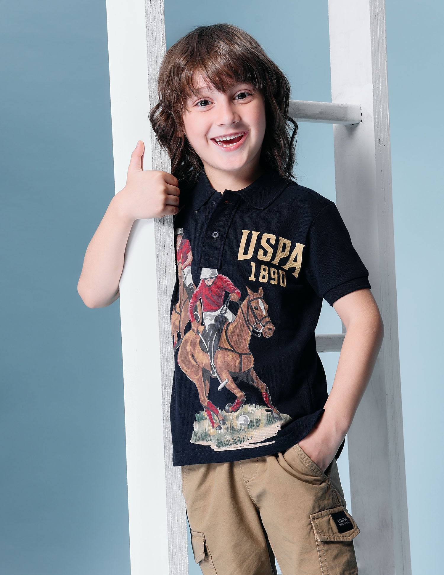 Boys Brand Printed Pure Cotton Polo Shirt