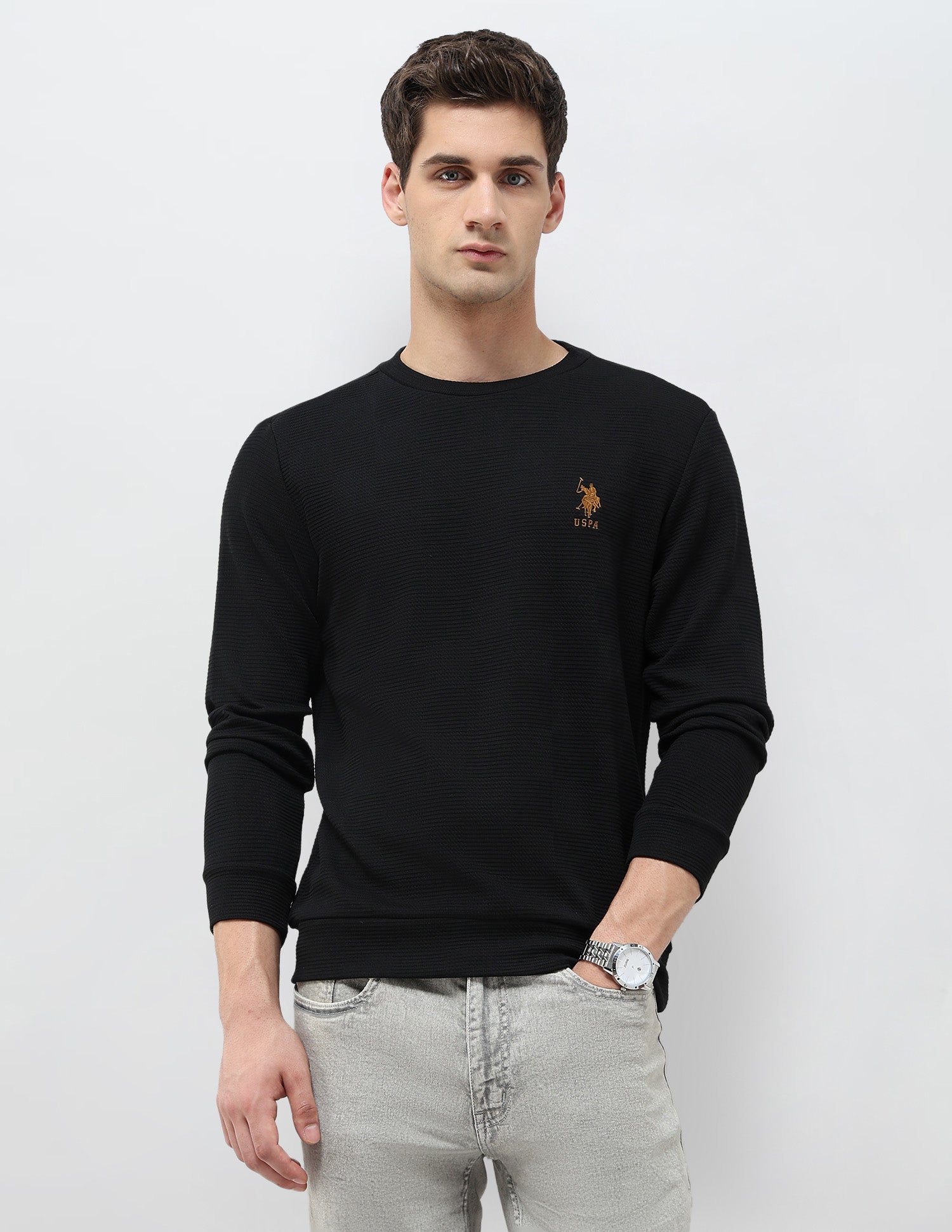 Textured Regular Fit Sweatshirt