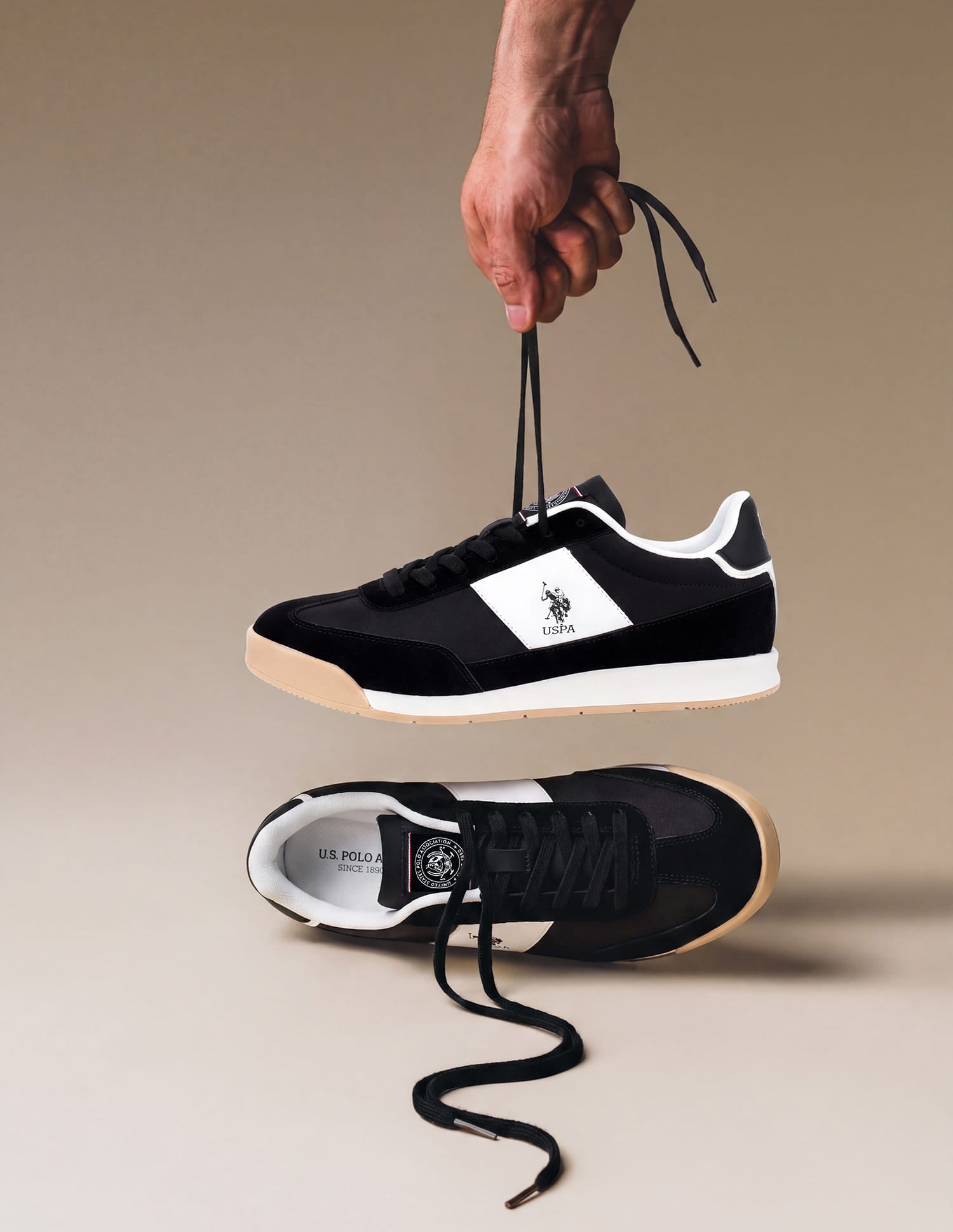 Colour Blocked Lace Ups Gallop Sneakers Black - U.S. Polo Assn. India | Large