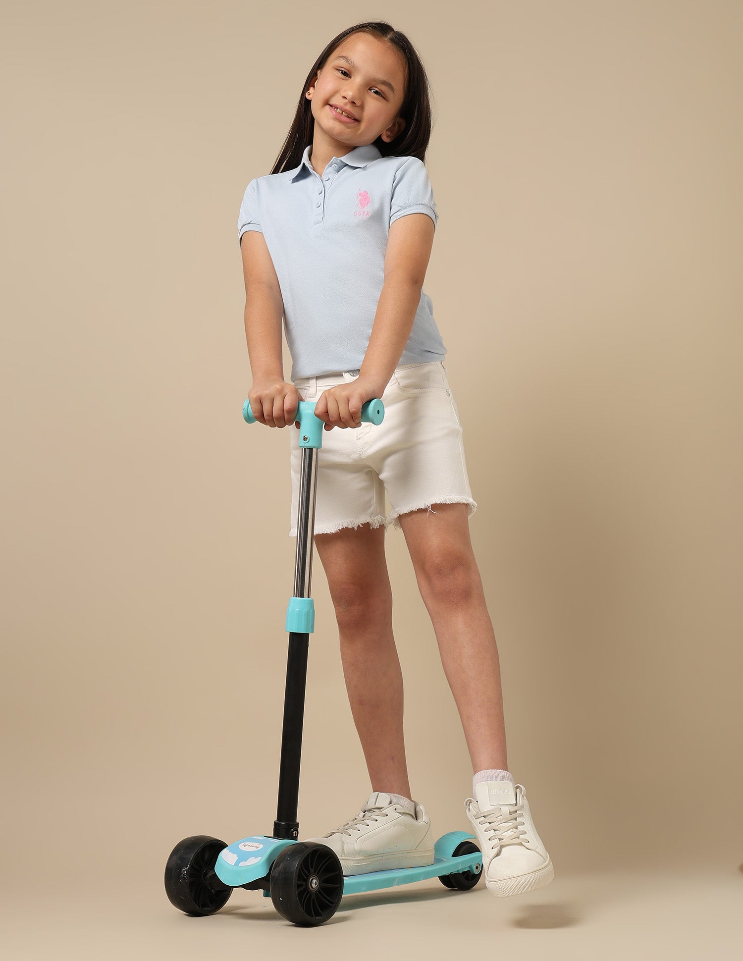 Girls Twill Denim Shorts White - U.S. Polo Assn. India | Large
