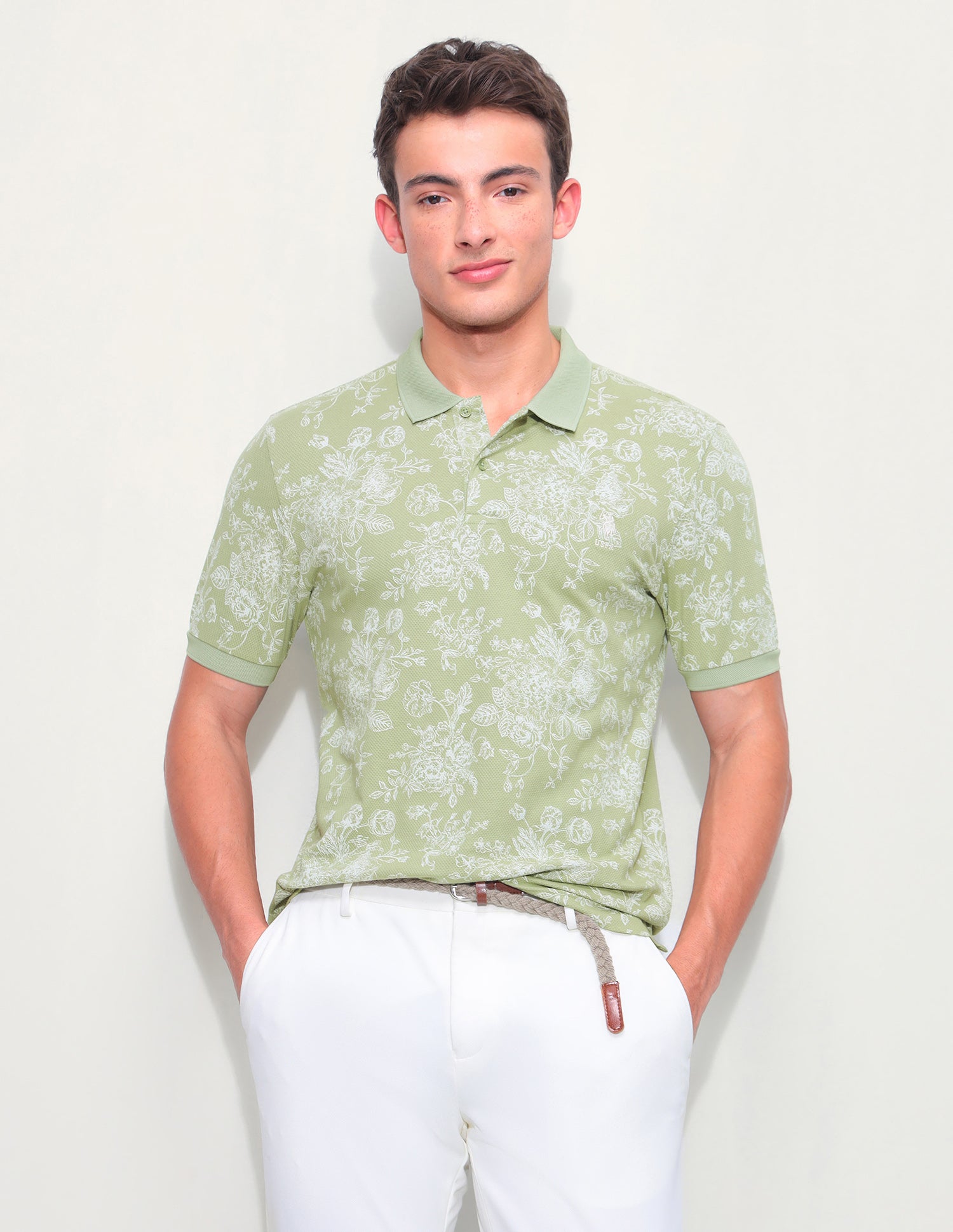 Floral Printed Slim Fit Polo Shirt floral-printed-slim-fit-polo-shirt