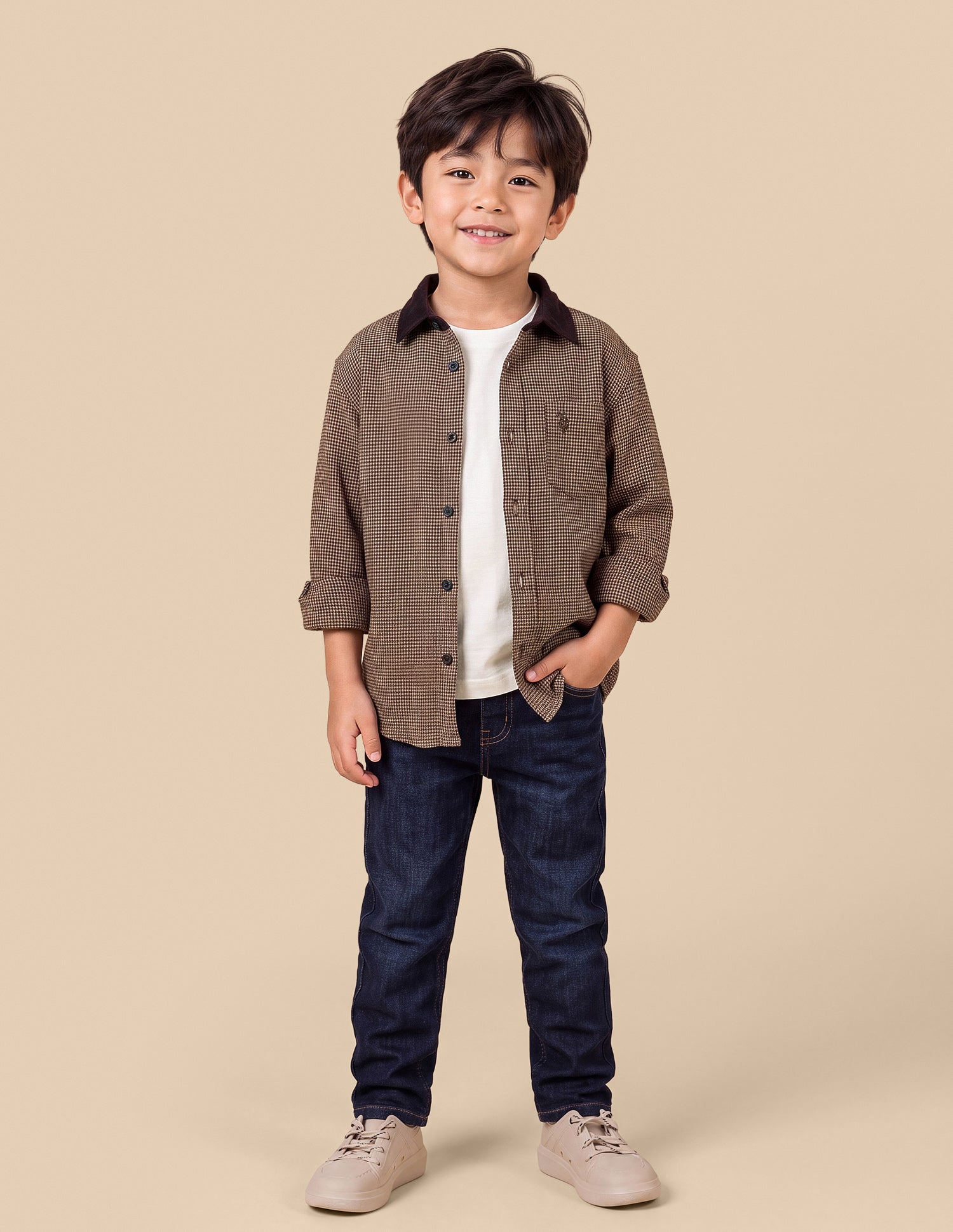 Houndstooth Twill Shirt Brown - U.S. Polo Assn. India | Large