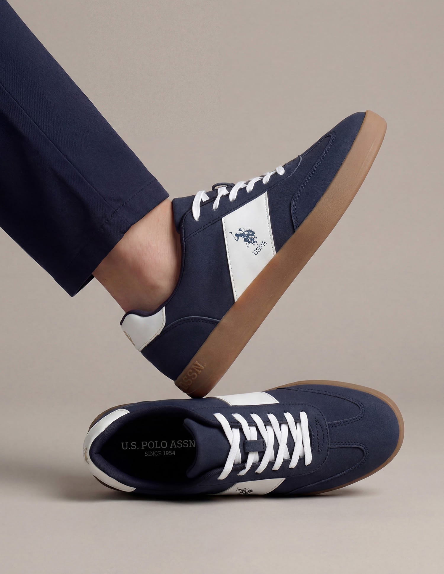 Men Colour Blocked Suede Skylar 2.0 Sneakers Navy - U.S. Polo Assn. India | Large