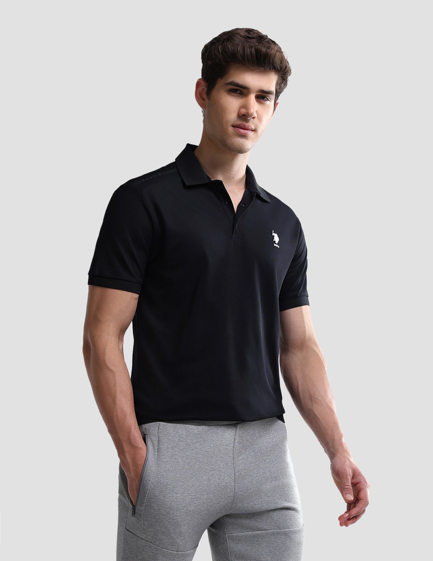 Solid Slim Fit Active Polo Shirt Navy - U.S. Polo Assn. India | Large