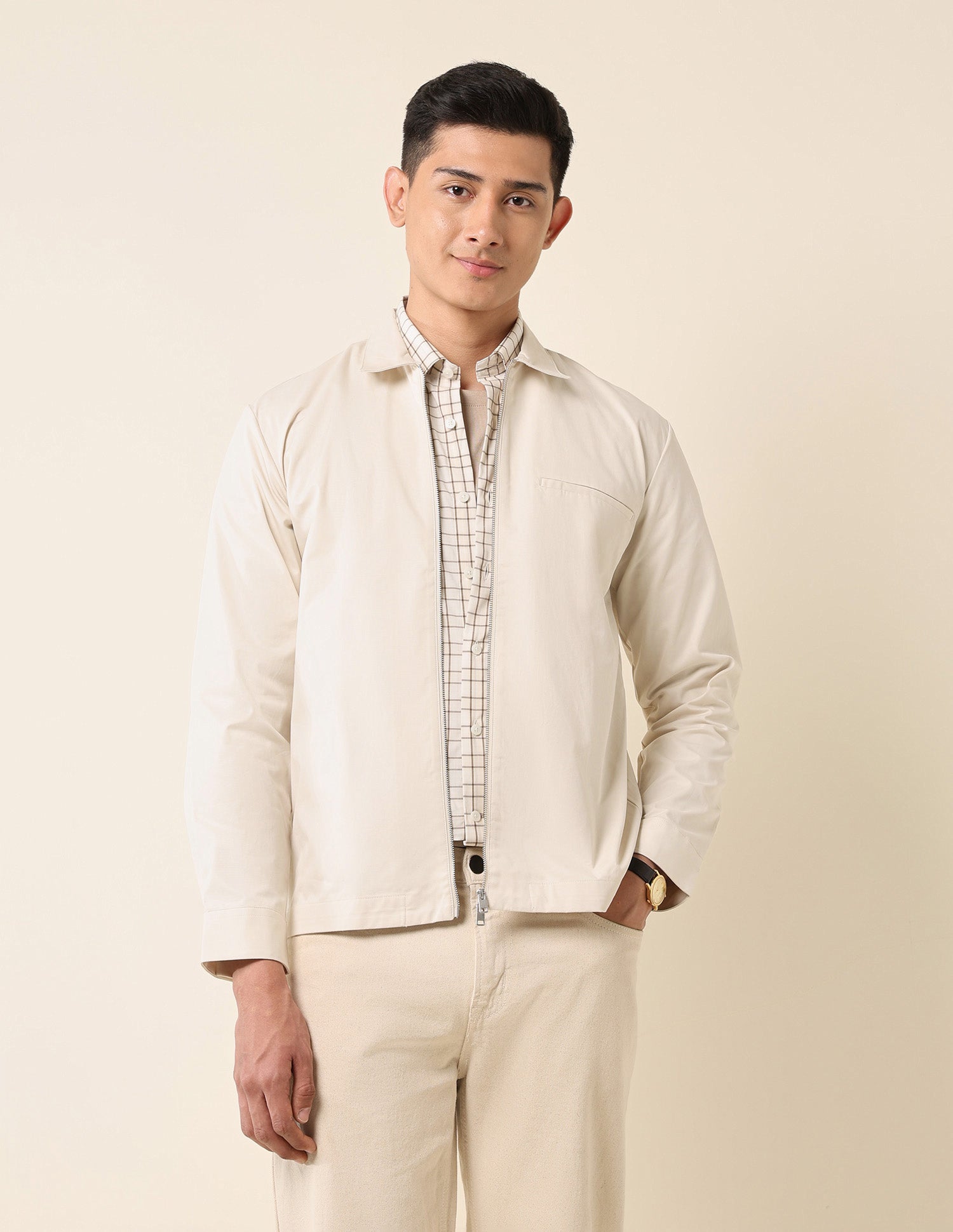 Solid Regular Fit Shacket Ecru - U.S. POLO ASSN. | Large