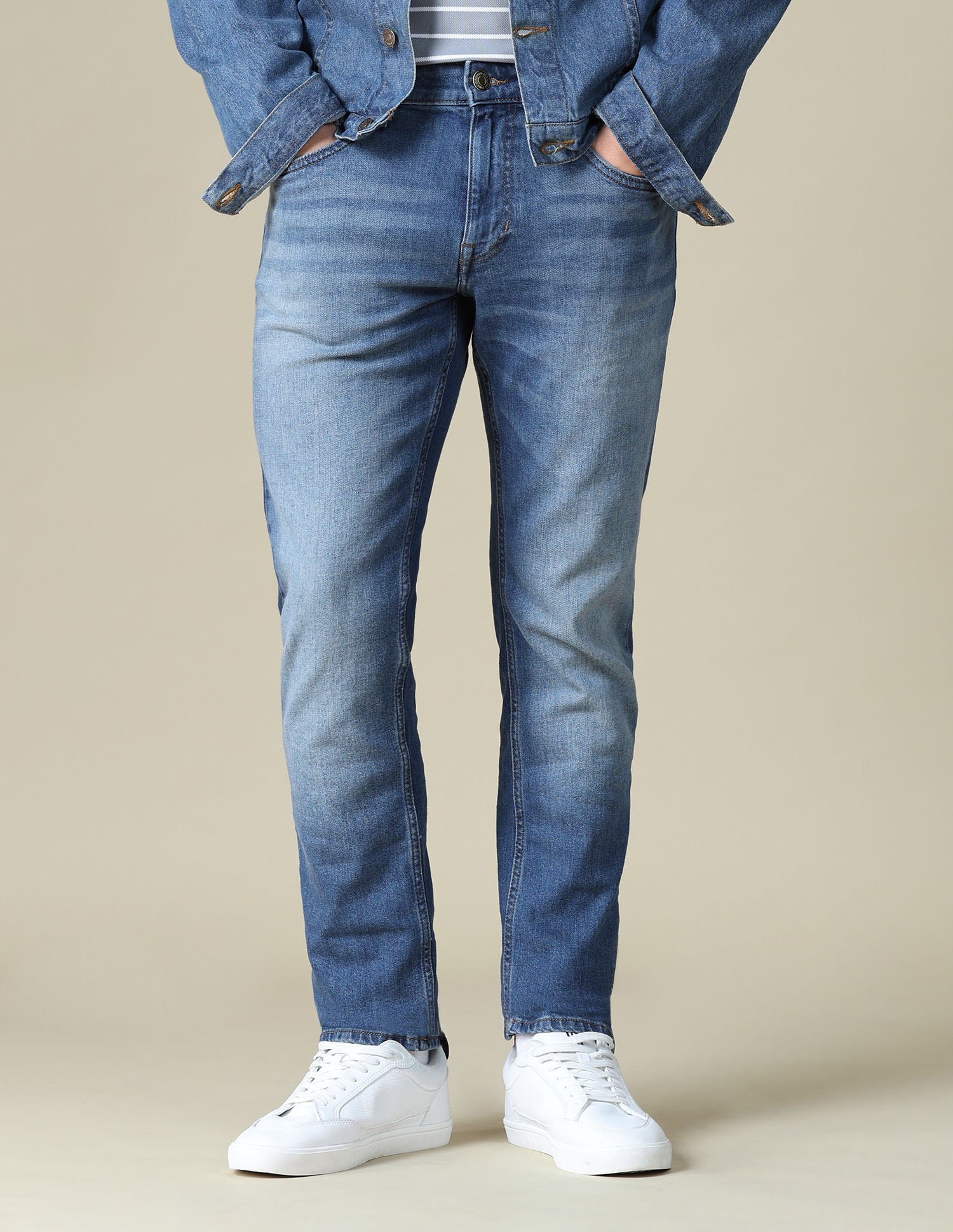 Brandon Slim-Tapered Fit Blue Jeans Mid Blue - U.S. Polo Assn. India | Large