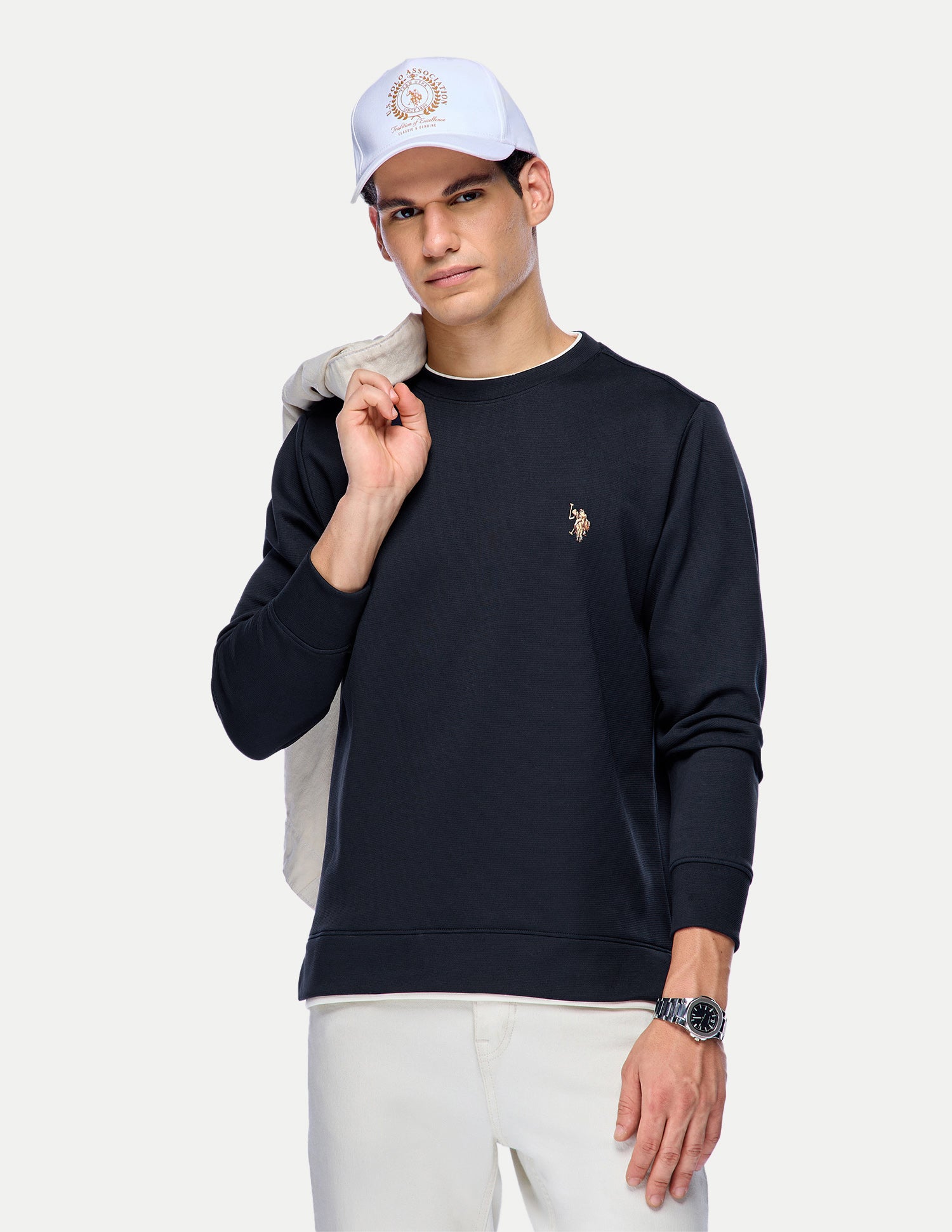 Solid Regular Fit Sweatshirt Navy - U.S. Polo Assn. India | Large