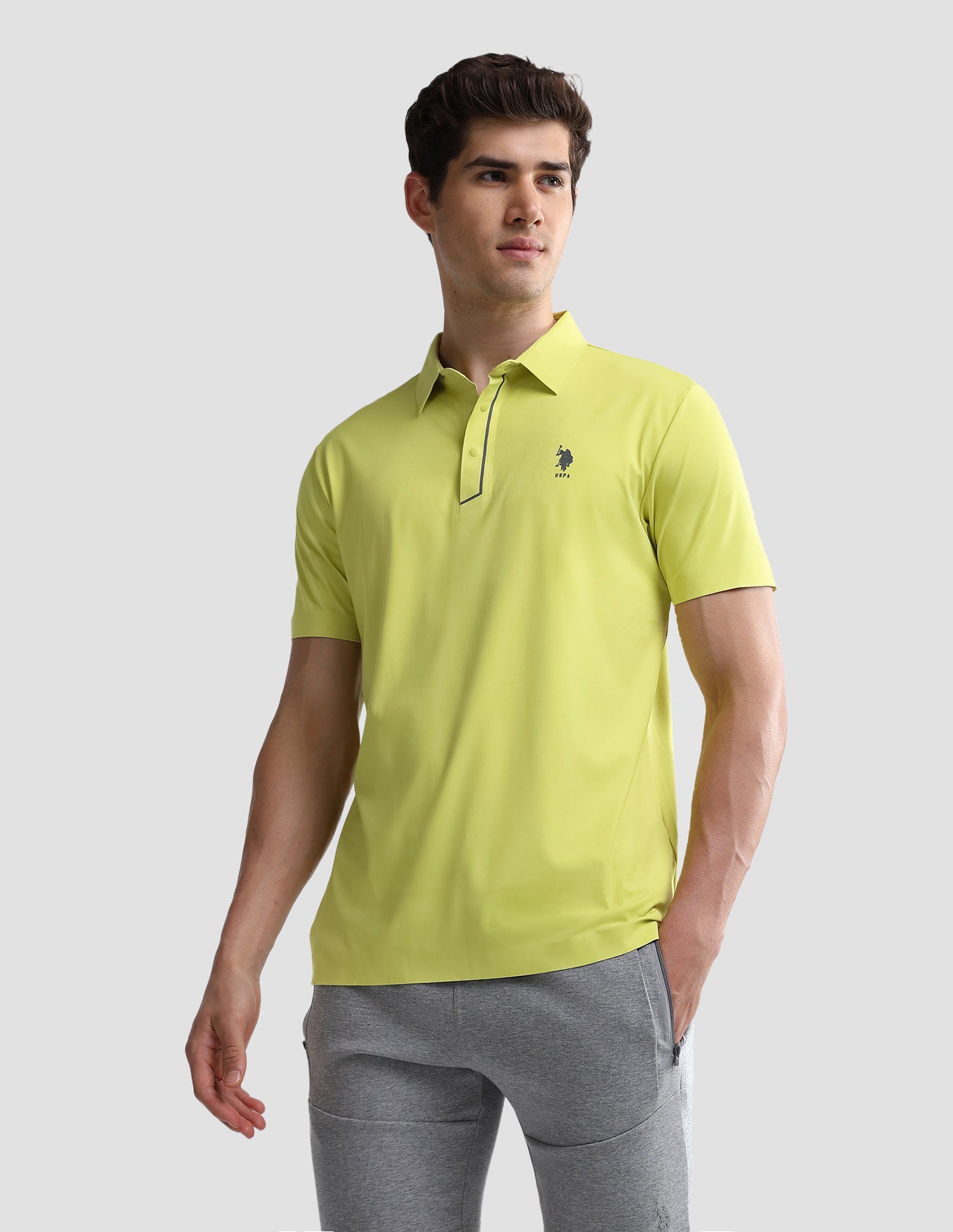 Solid Slim Fit Active Polo Shirt Yellow - U.S. Polo Assn. India | Large