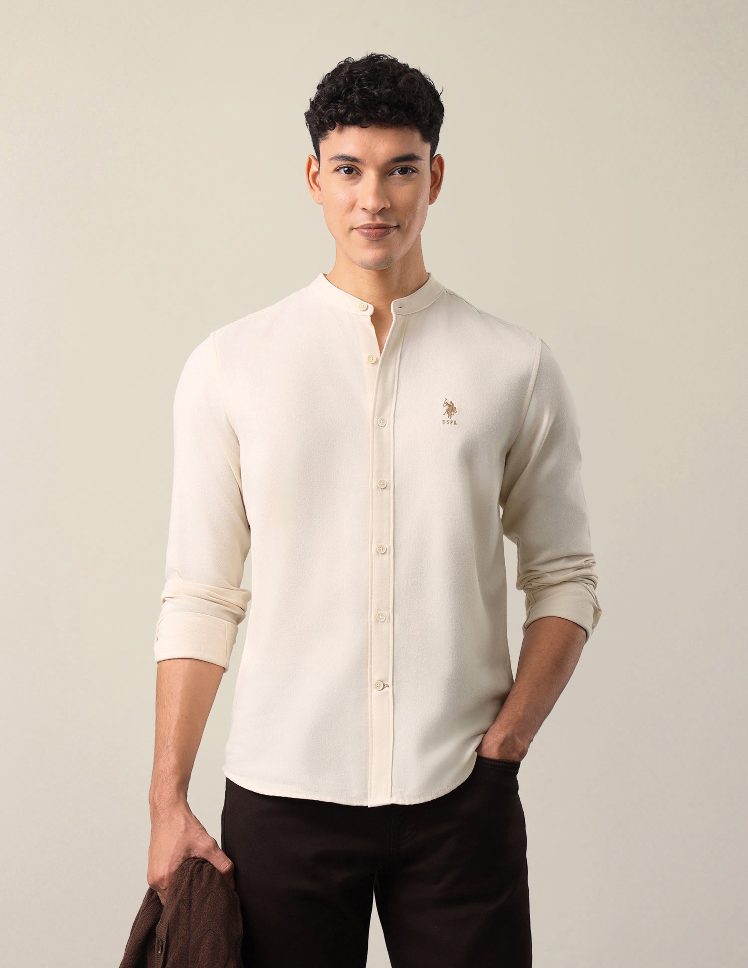 Twill Solid Shirt Ecru - U.S. Polo Assn. India | Large