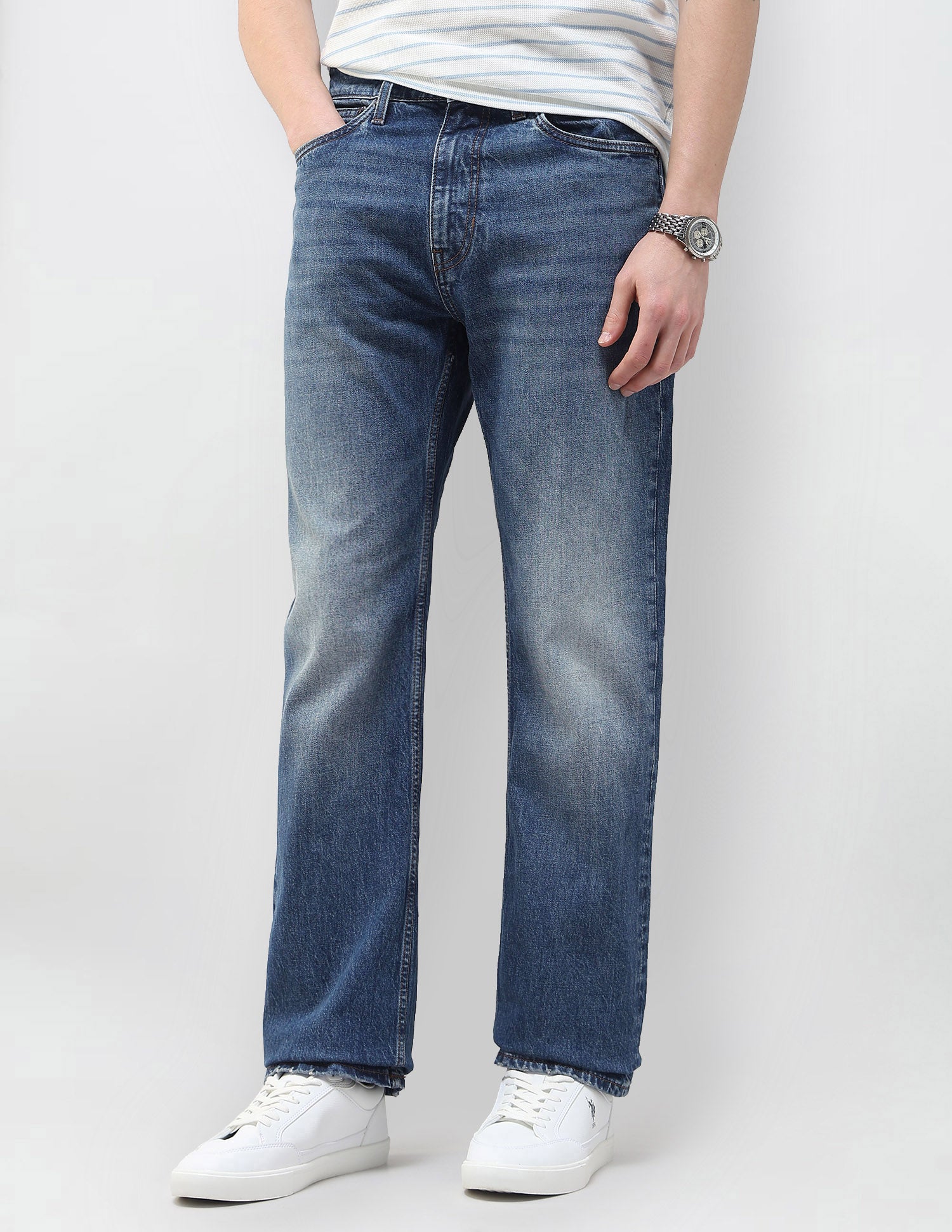 Whiskered Connor Bootcut Fit Jeans