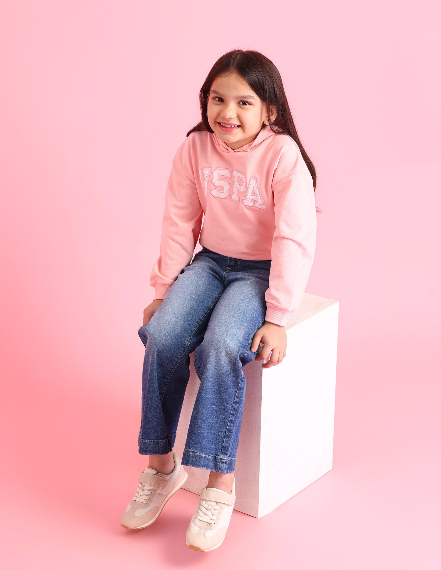 Girls Brand Printed Regular Fit Sweatshirt
