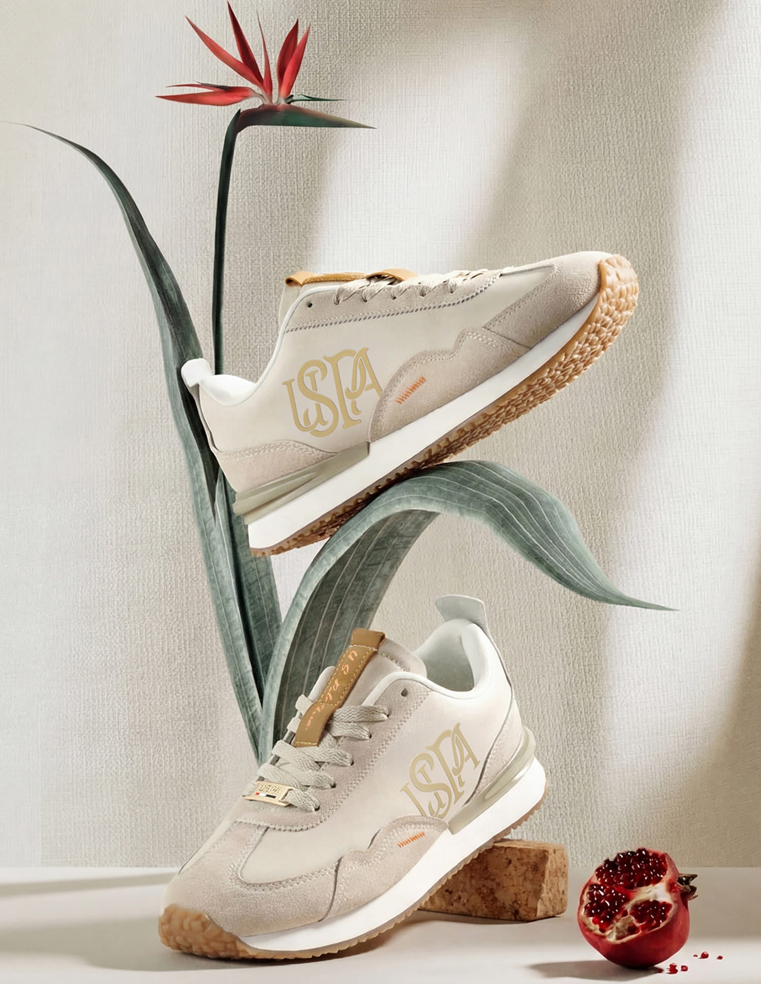 Women Esme Round Toe Lace Ups Sneakers Beige - U.S. Polo Assn. India | Large