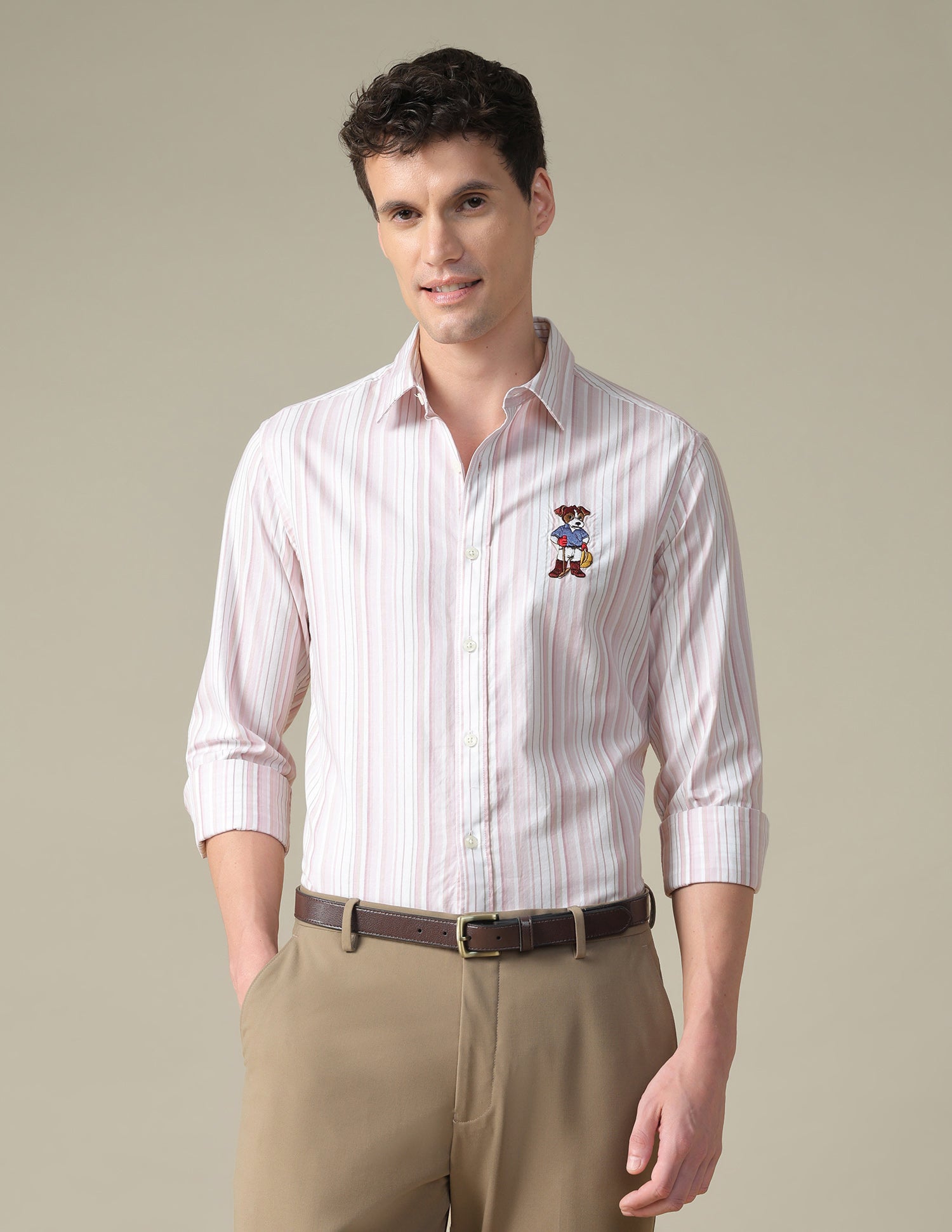 Vertical Striped Twill Shirt Light Pink - U.S. Polo Assn. India | Large